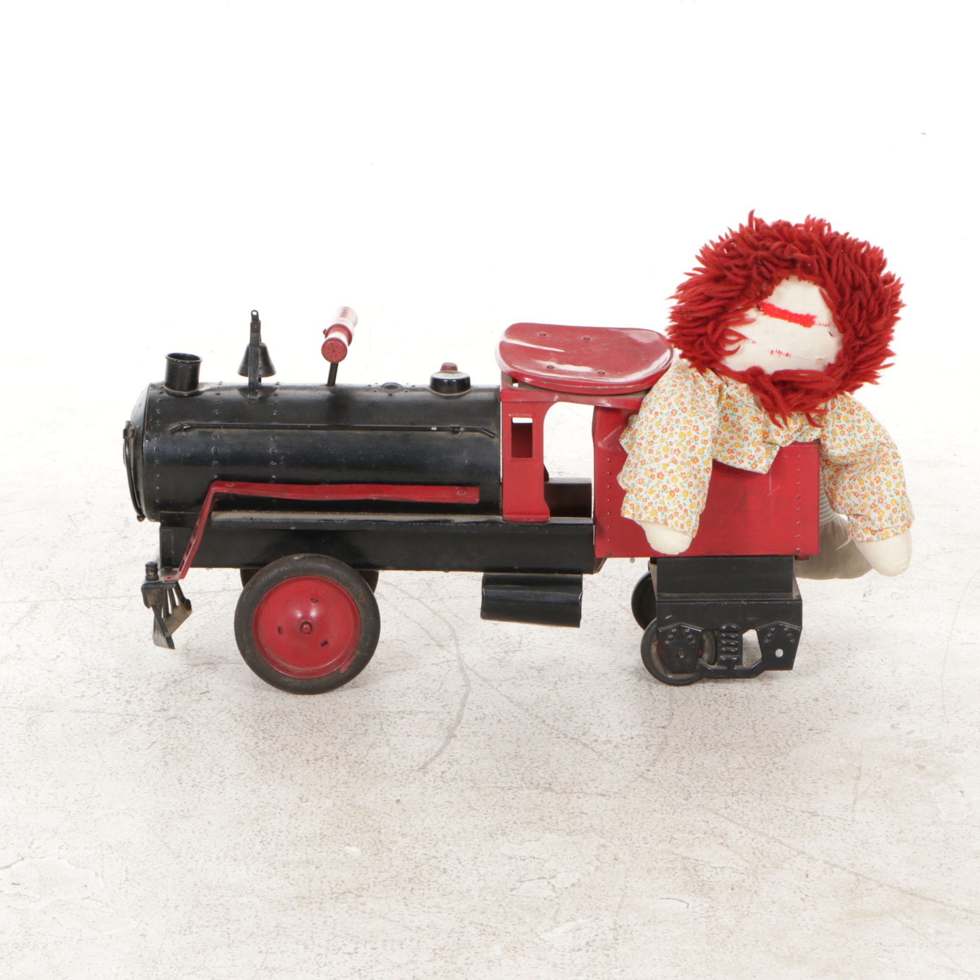 Keystone Pressed Steel Ride-Em Locomotive Train with Raggedy Ann Doll