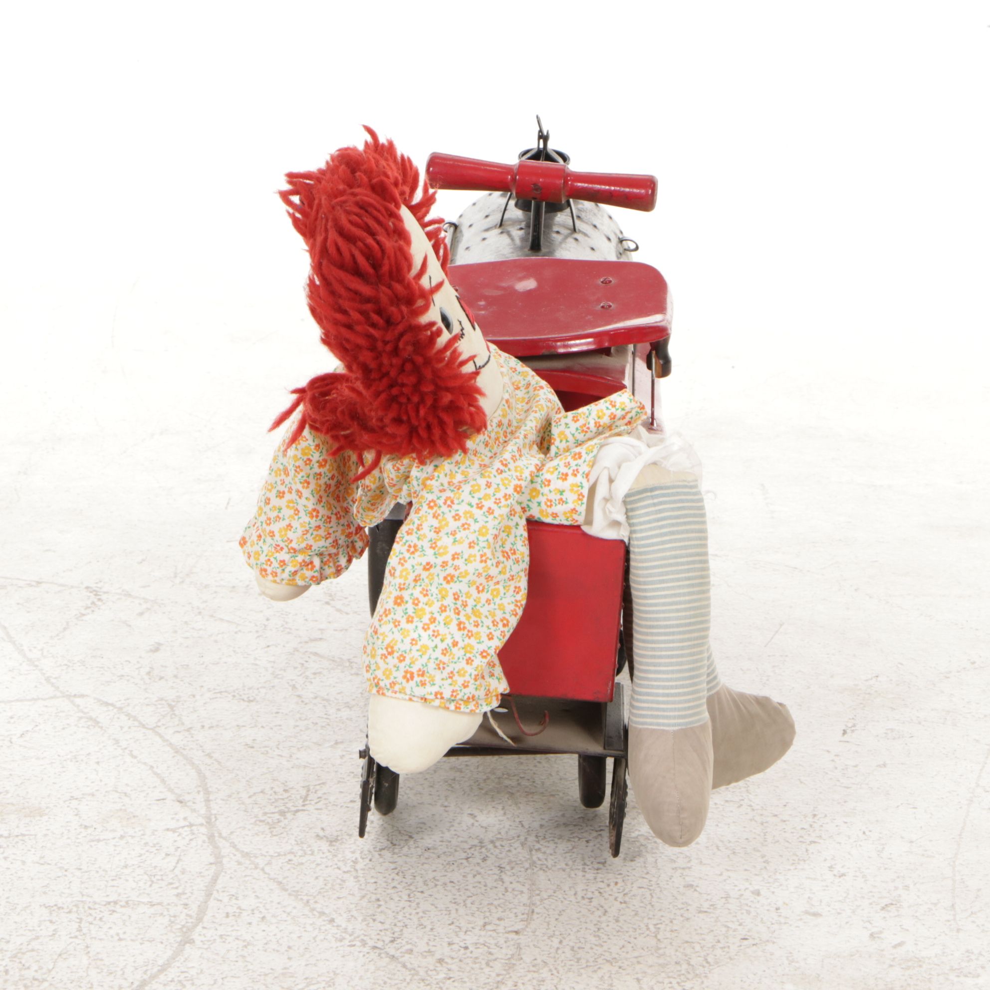 Keystone Pressed Steel Ride-Em Locomotive Train with Raggedy Ann Doll