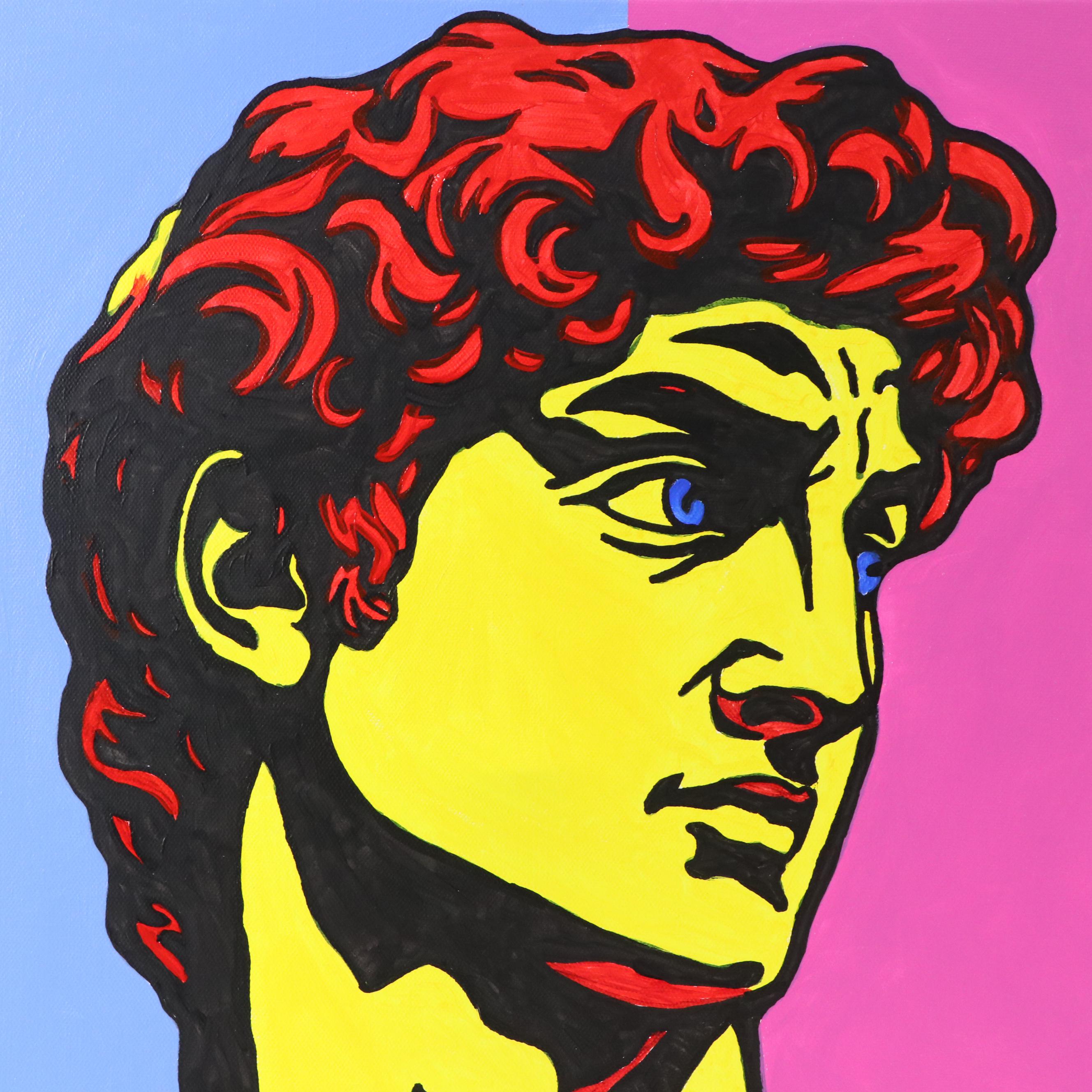 deSanto Stylized Figural Acrylic Portrait After Michelangelo's David "The Gaze"