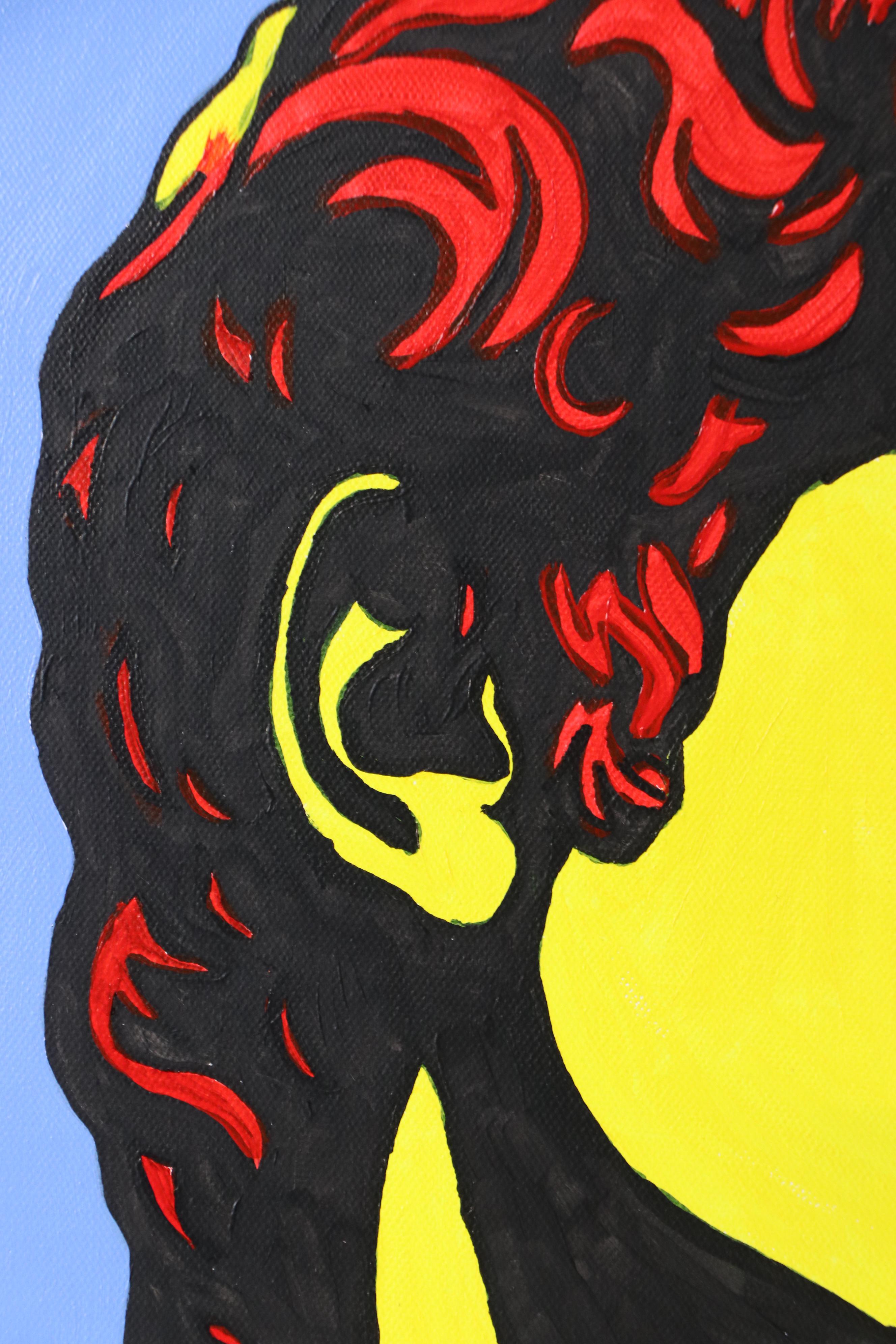 deSanto Stylized Figural Acrylic Portrait After Michelangelo's David "The Gaze"