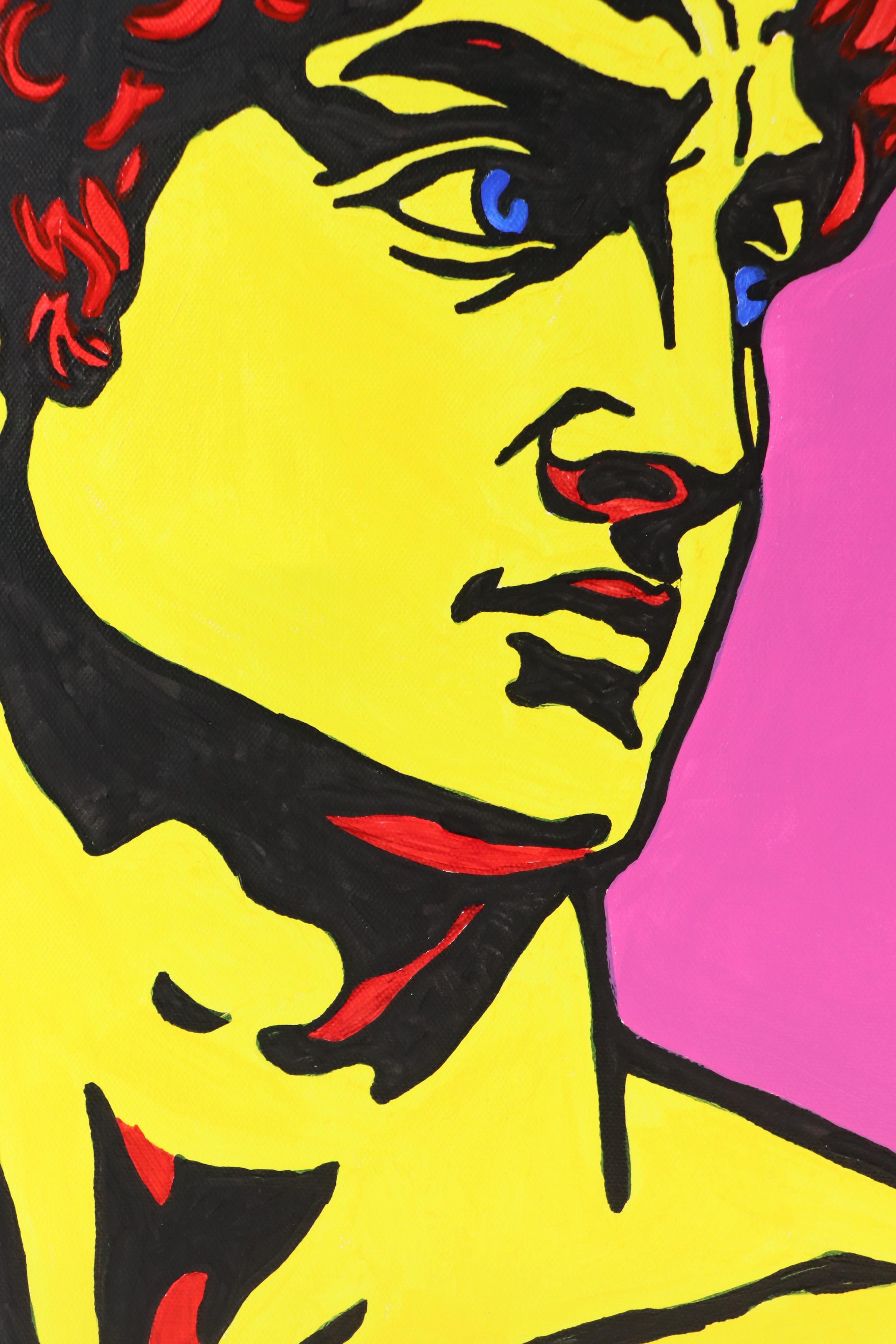 deSanto Stylized Figural Acrylic Portrait After Michelangelo's David "The Gaze"