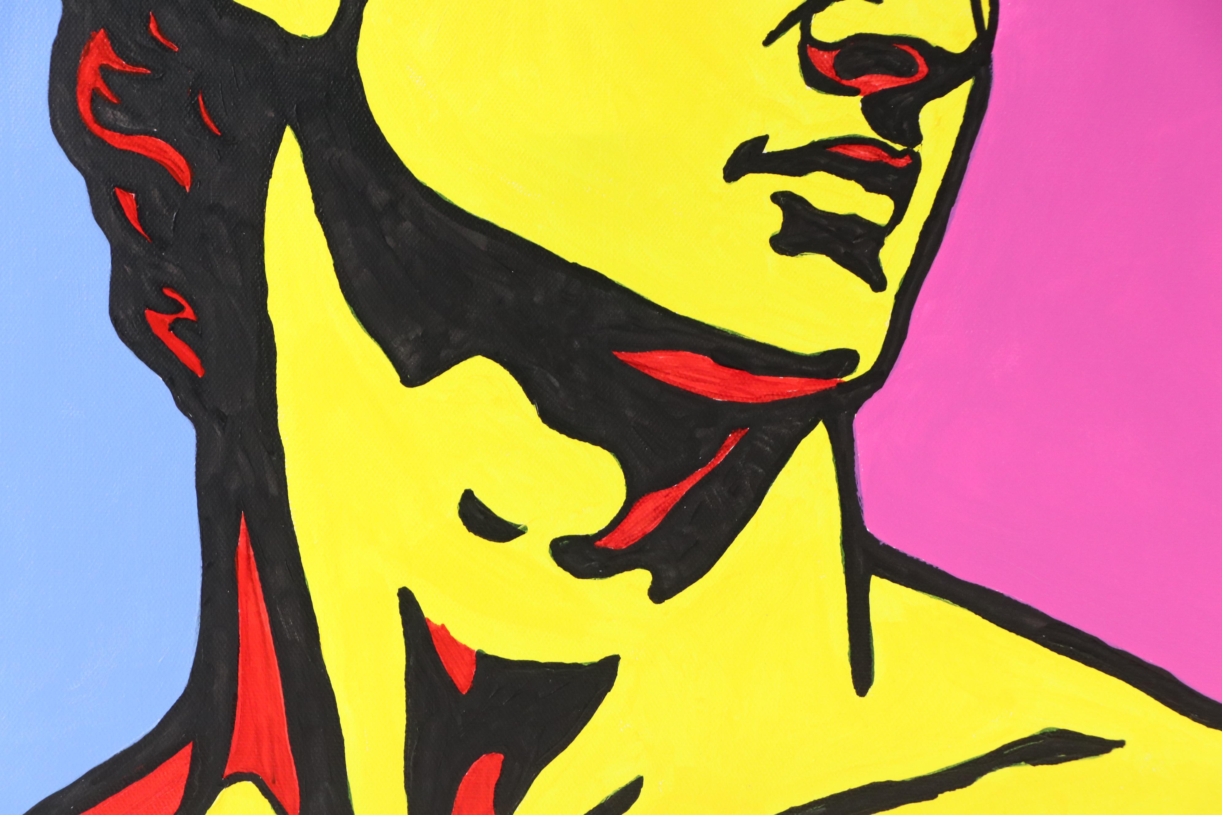 deSanto Stylized Figural Acrylic Portrait After Michelangelo's David "The Gaze"