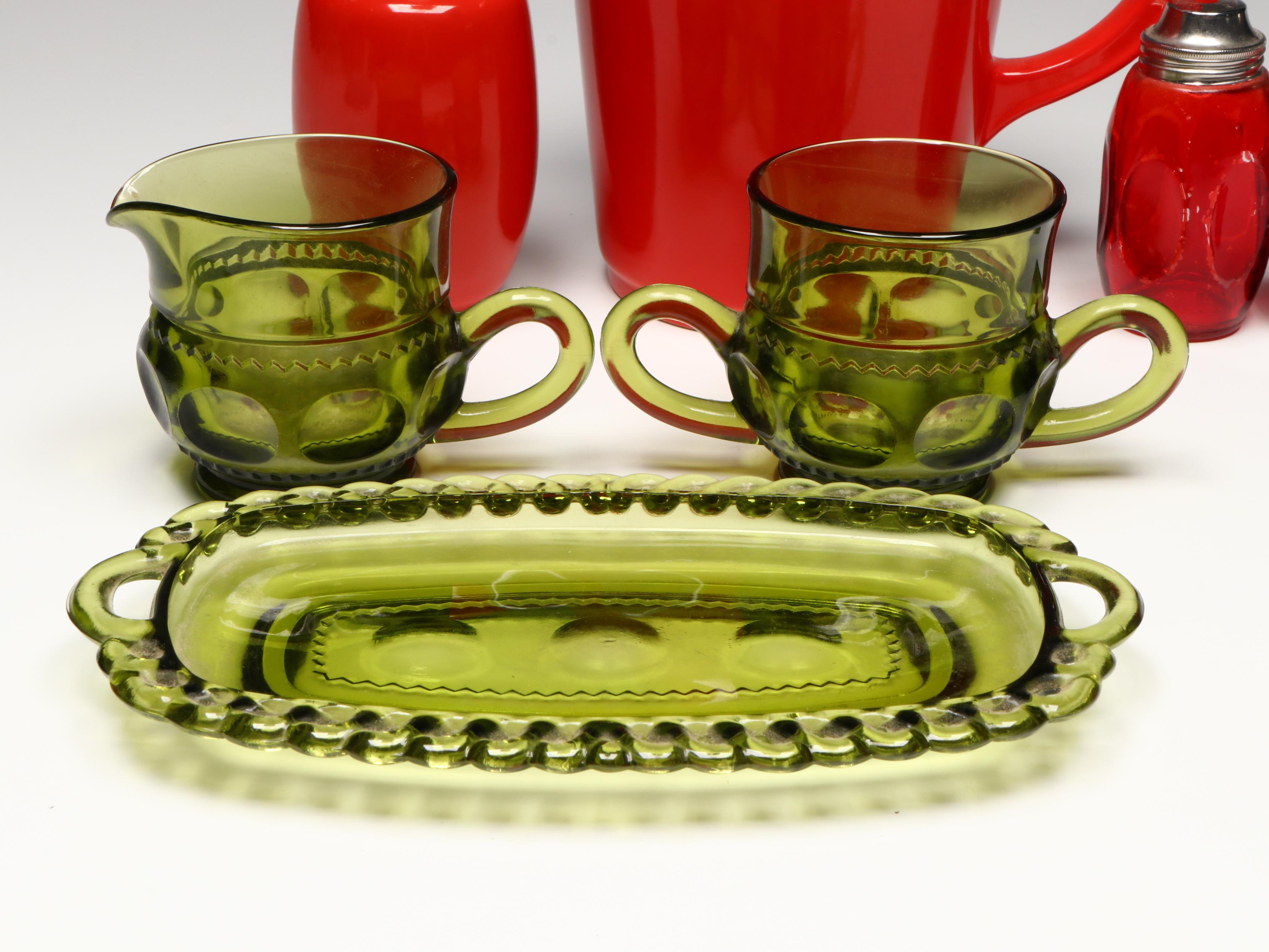 MCM Ceramic Pitcher and Pepper Shaker with Other Table Accessories