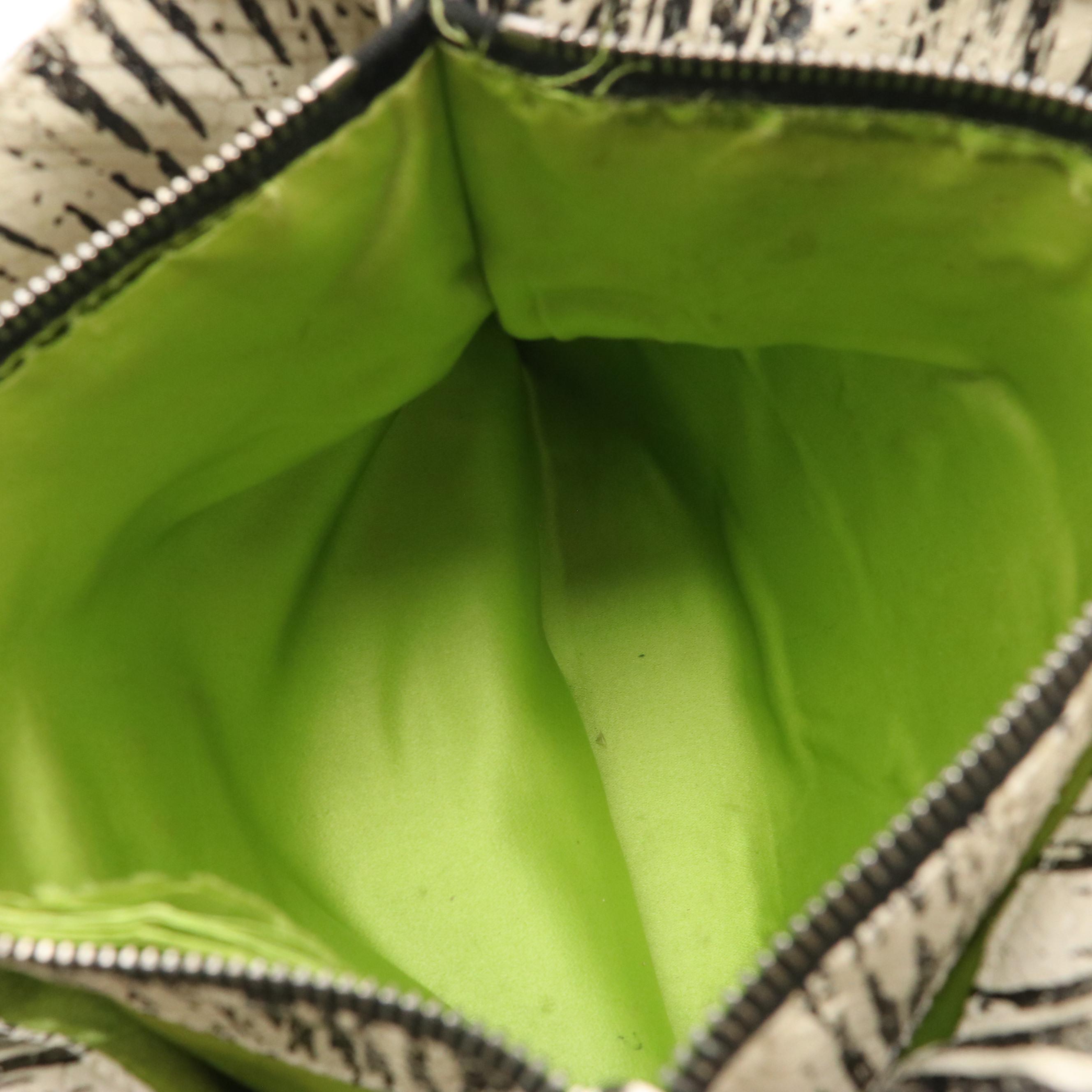 Fendi FF Strap Shoulder Bag in Black & White Striped Snakeskin Leather