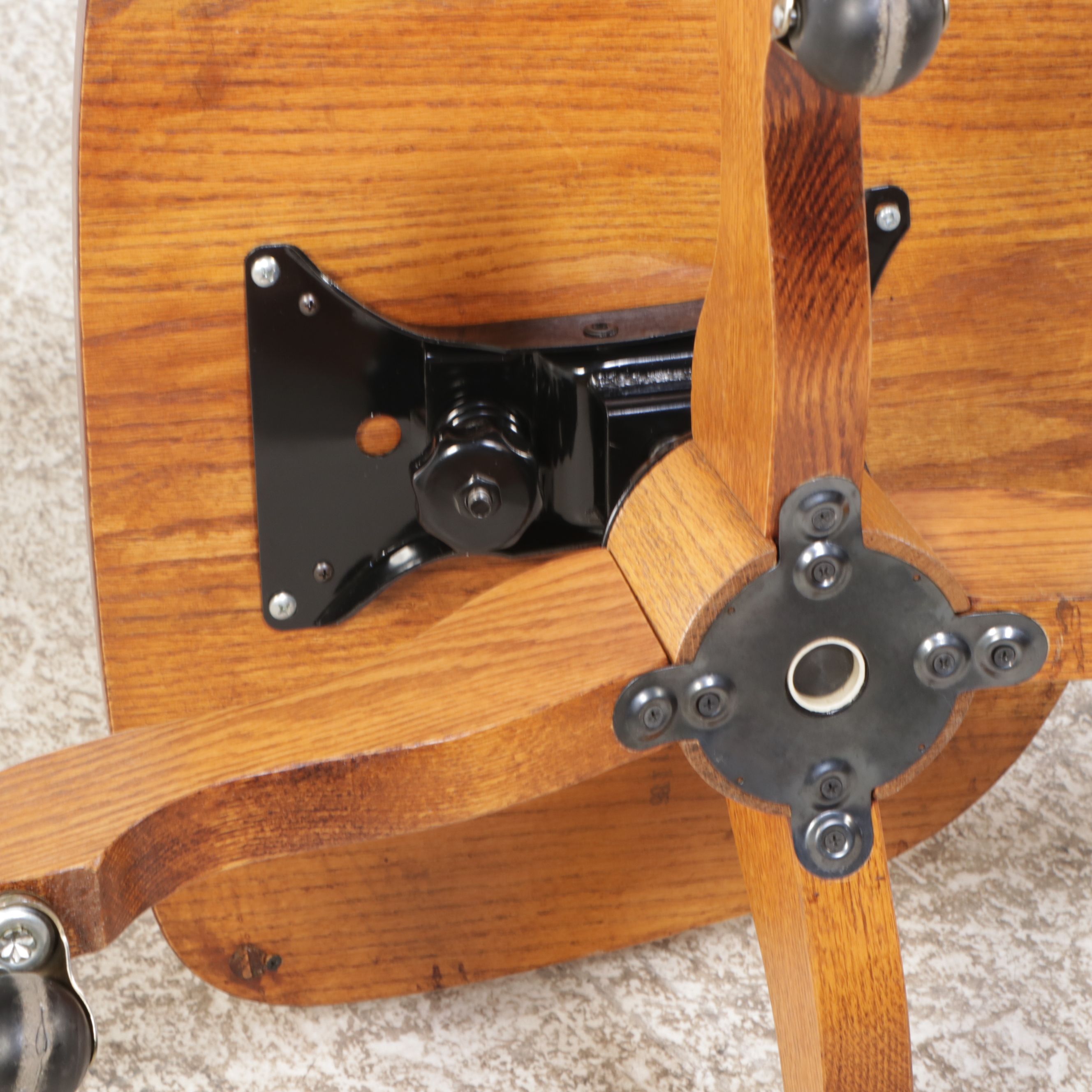 Oak Crest Oak Roll-Top Desk with Oak and Rattan Office Chair