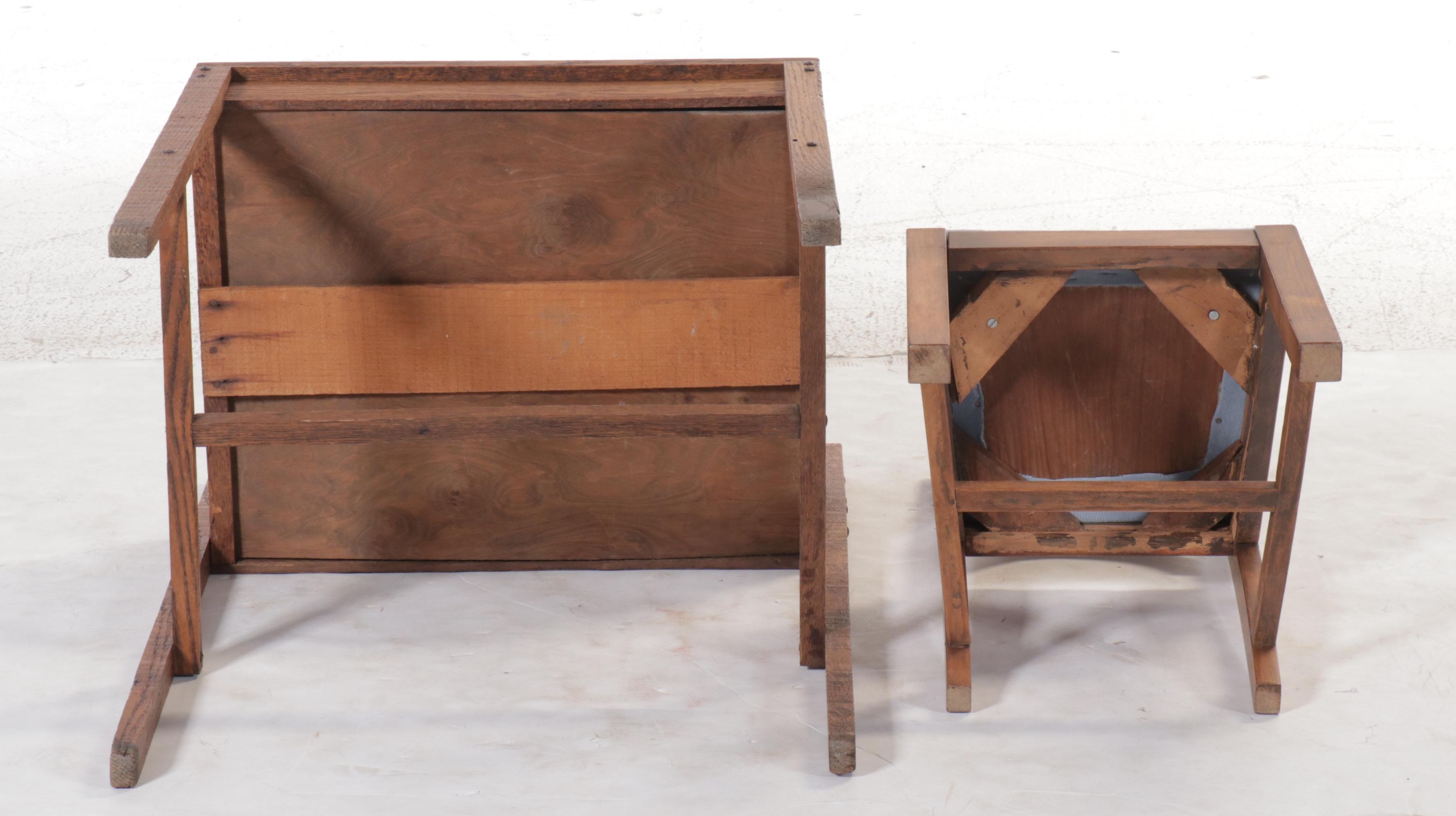 Oak Student Desk and Chair, 20th Century