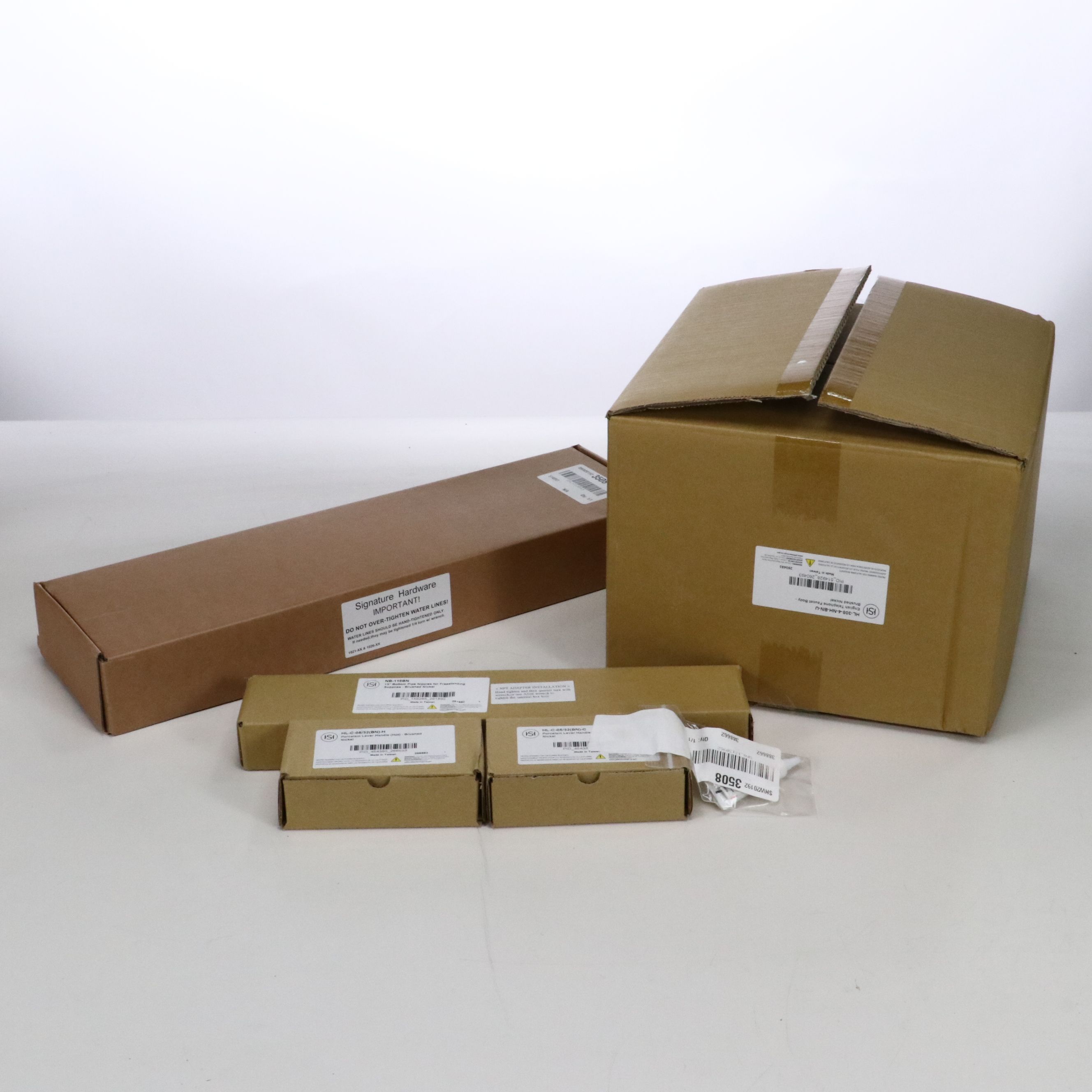 Contemporary Bathroom Faucet, Shower Curtain Rod, and Other Hardware