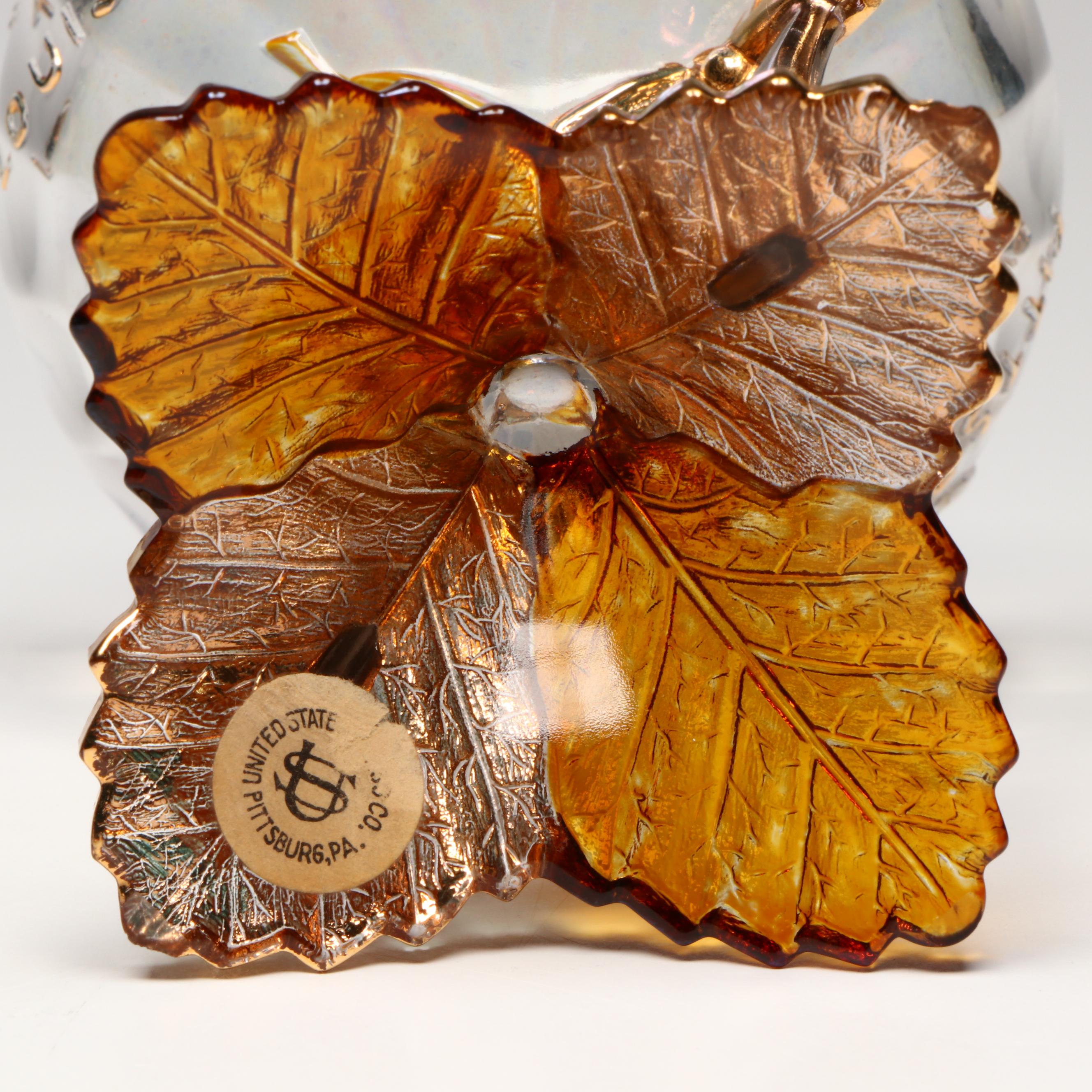 US Glass Shriner's Convention Tobacco Leaf Goblet and Mug, Early-20th Century