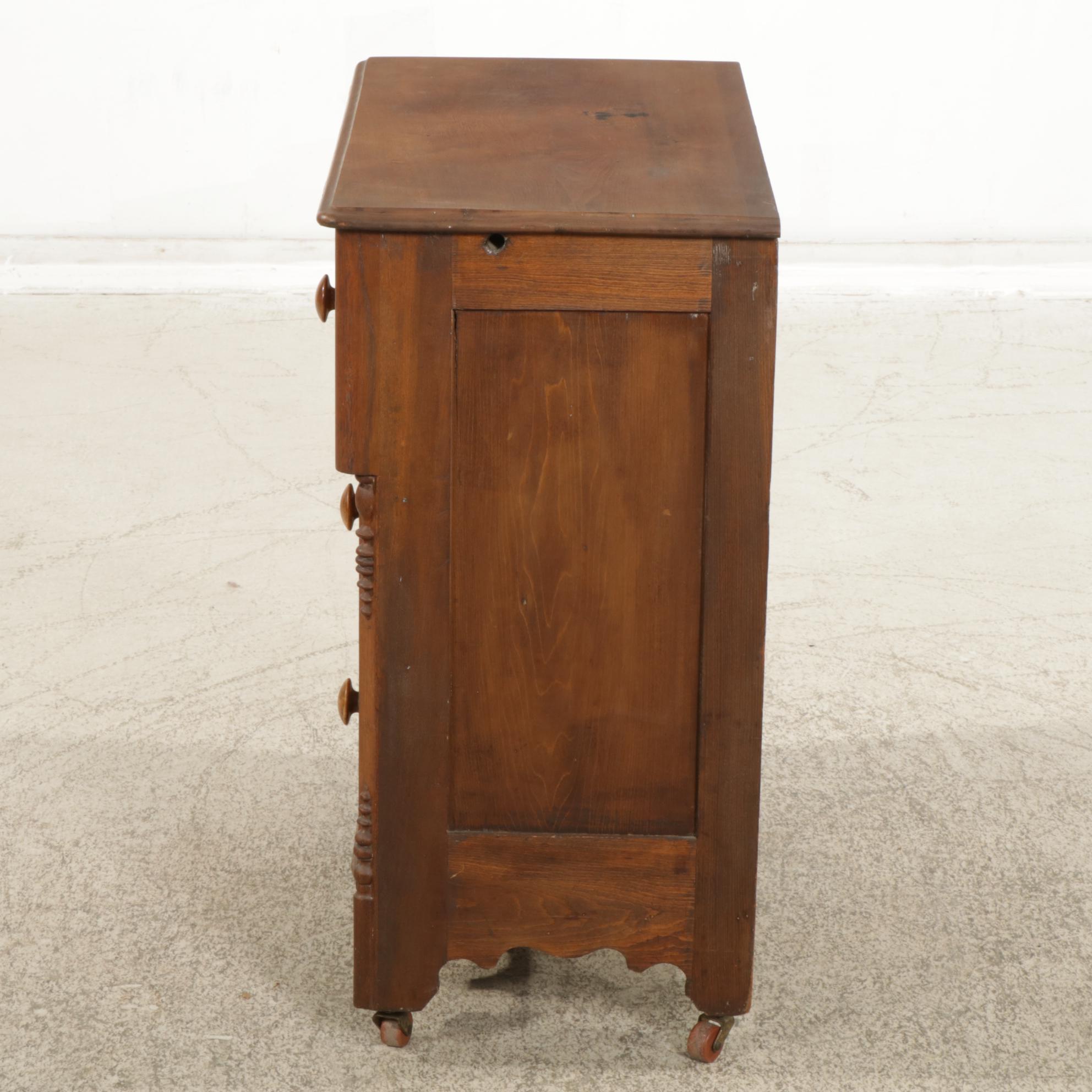 American Empire Style Walnut Three-Drawer Chest, Mid to Late 19th Century