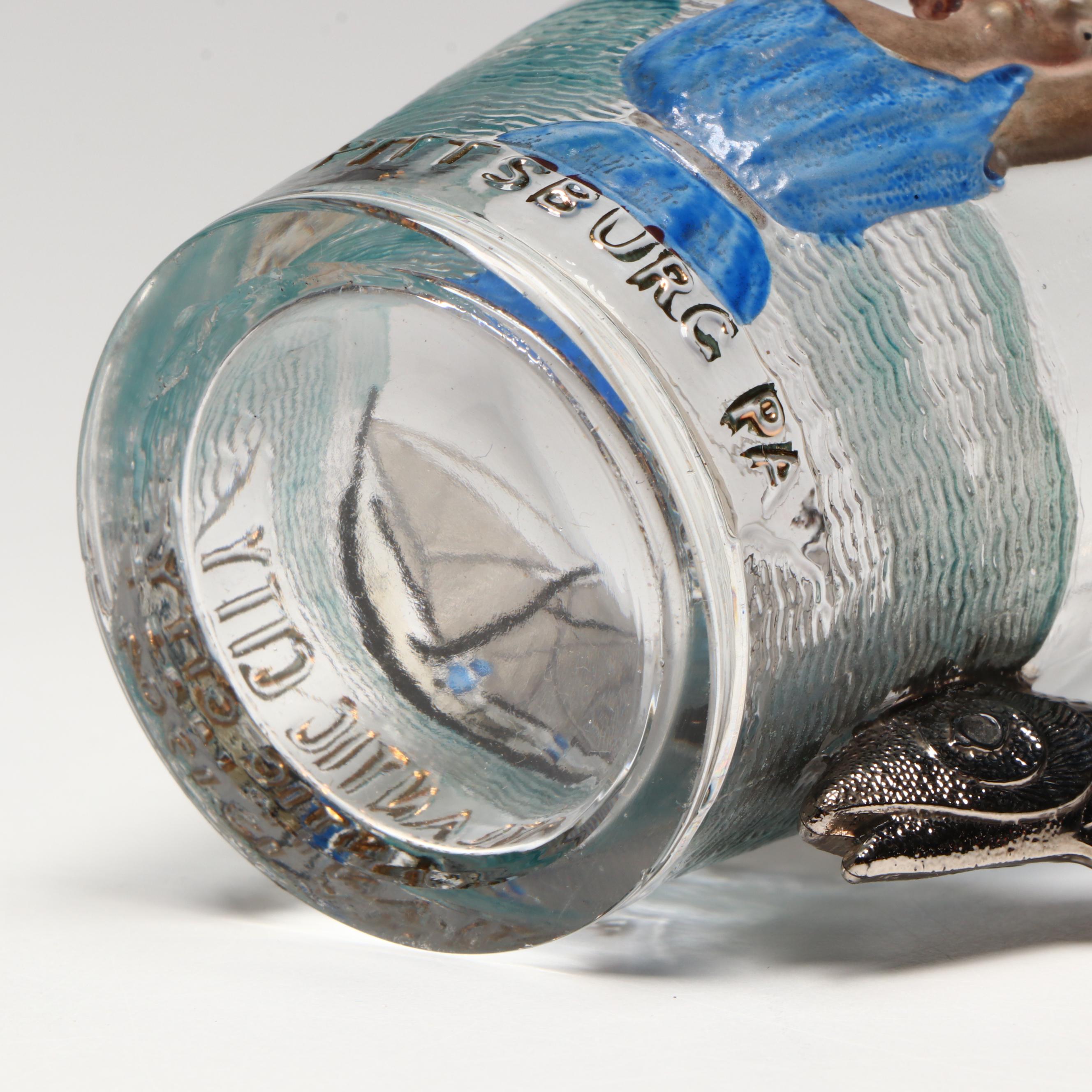 US Glass Shriner's Convention Tobacco Leaf Goblet and Mug, Early-20th Century