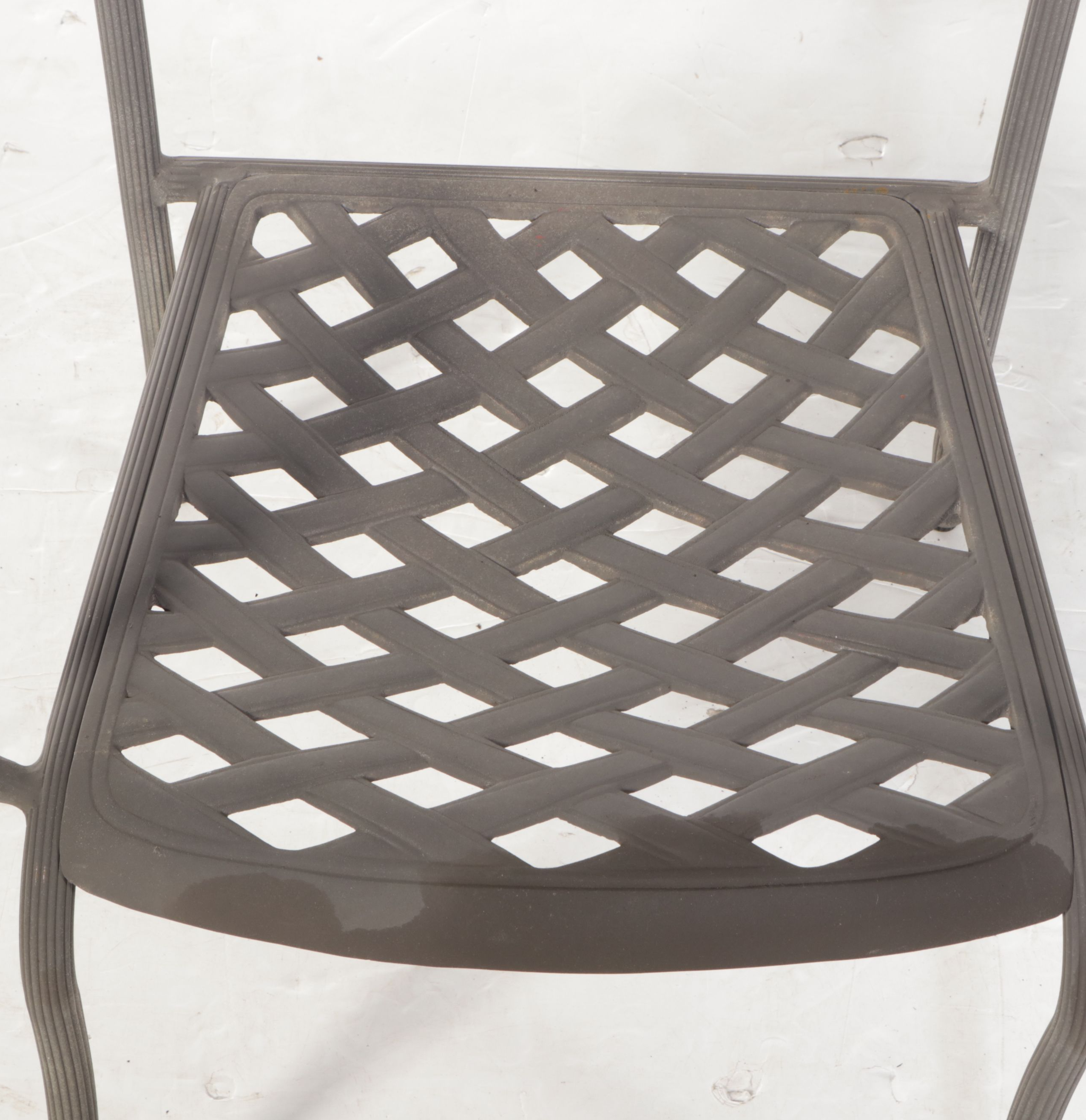 Pair of Cast Aluminum Armchairs with Glass Top End Tables