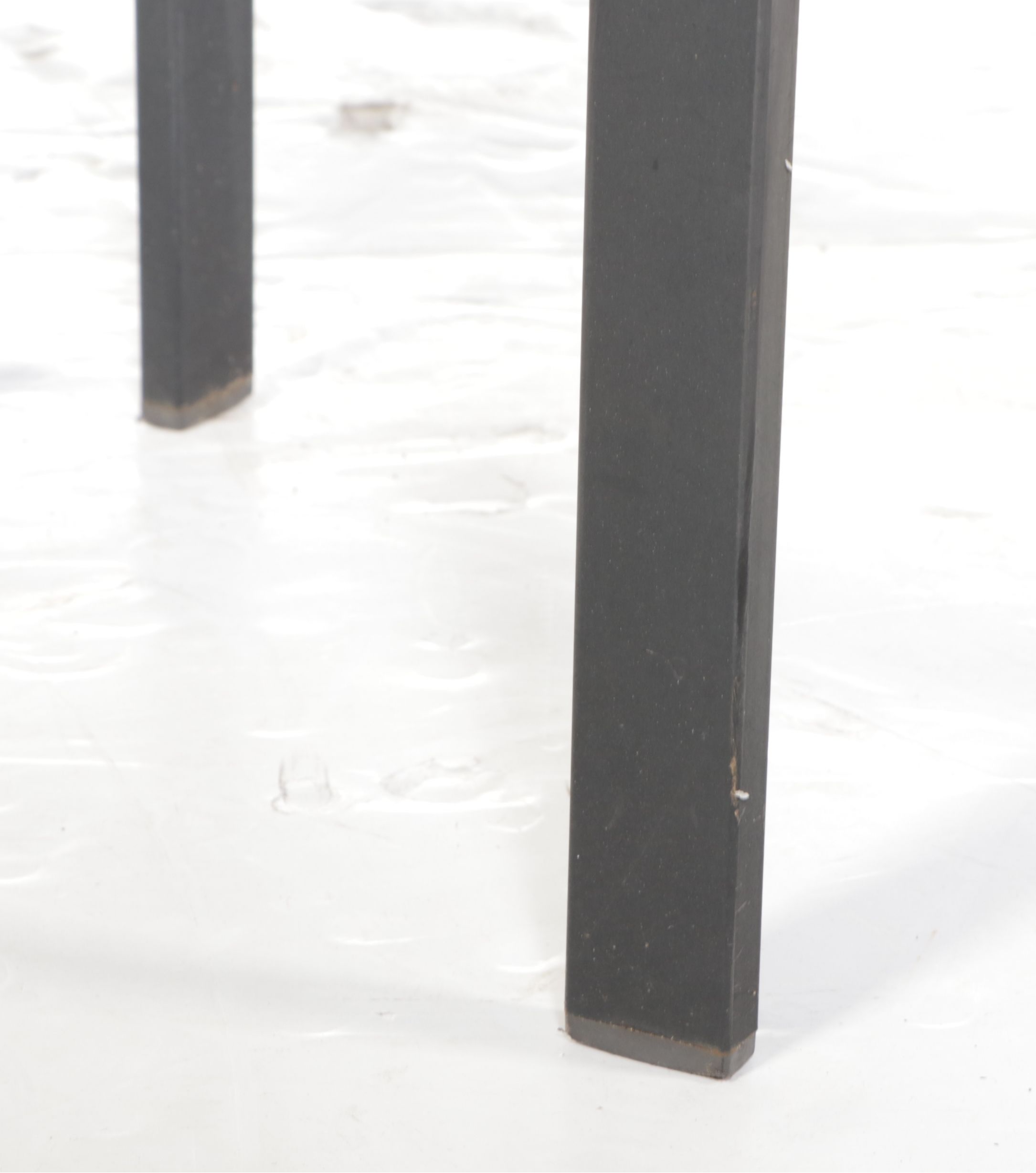 Pair of Cast Aluminum Armchairs with Glass Top End Tables