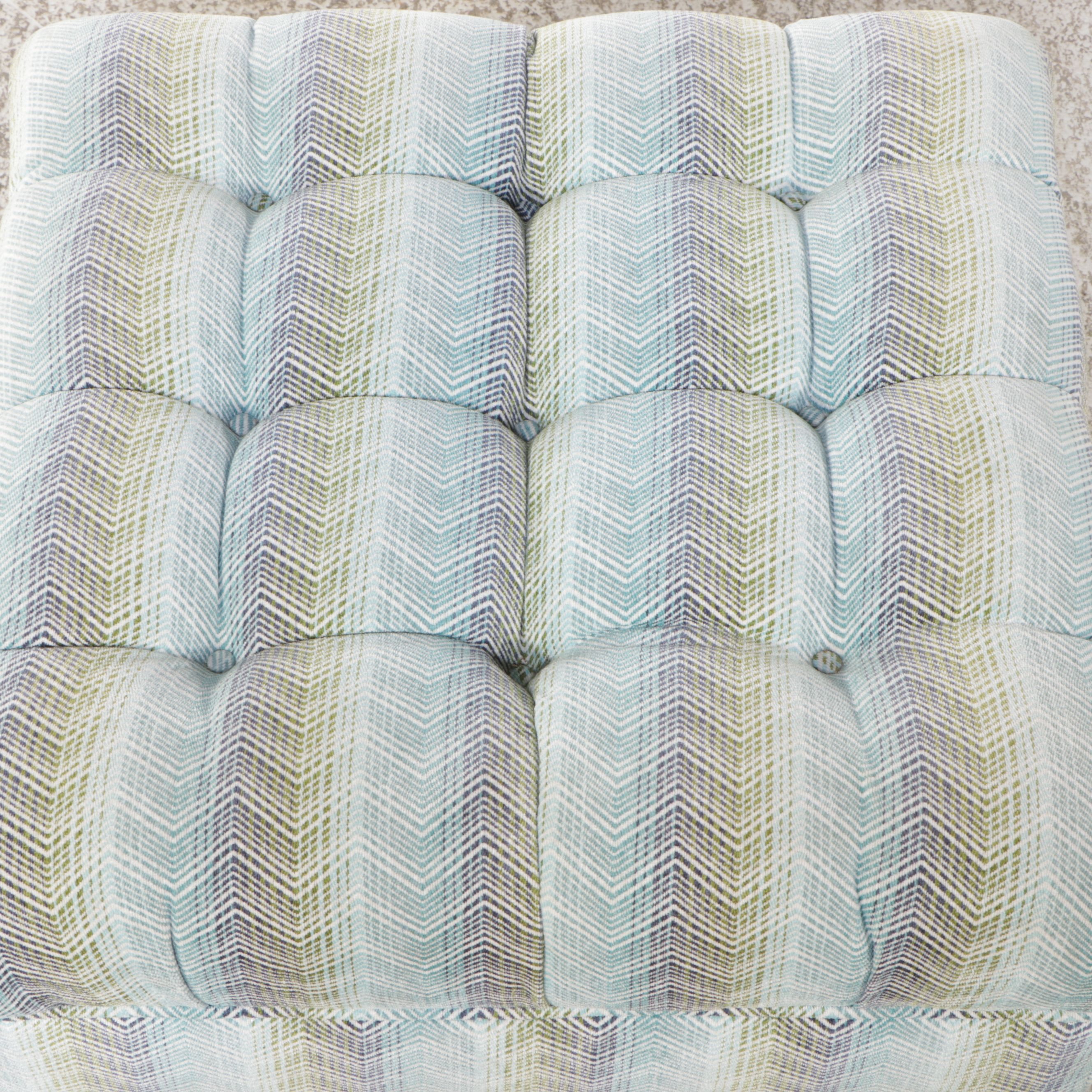Tufted Chevron Upholstered Ottoman