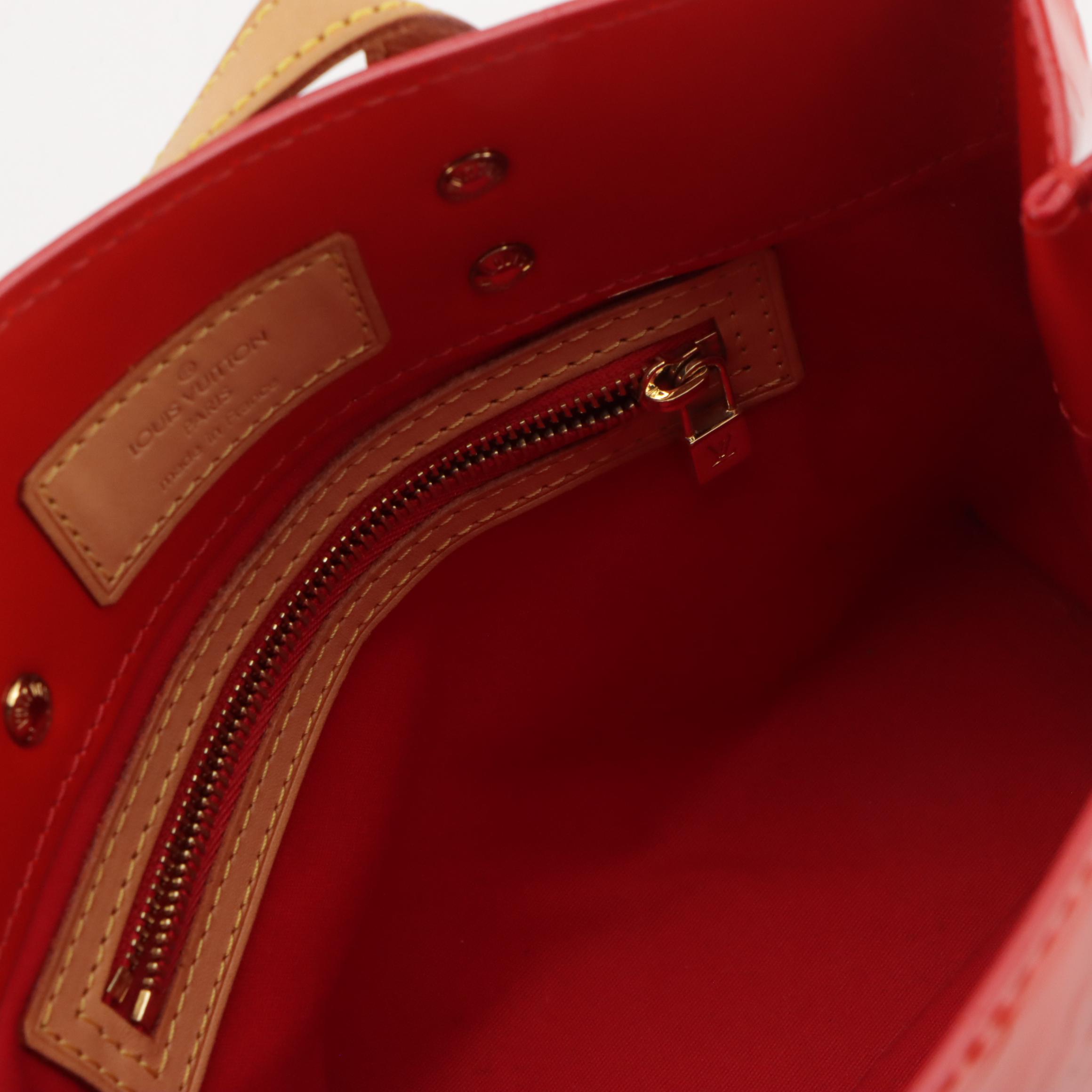 Louis Vuitton Reade PM Handbag Tote in Red Monogram Vernis and Leather