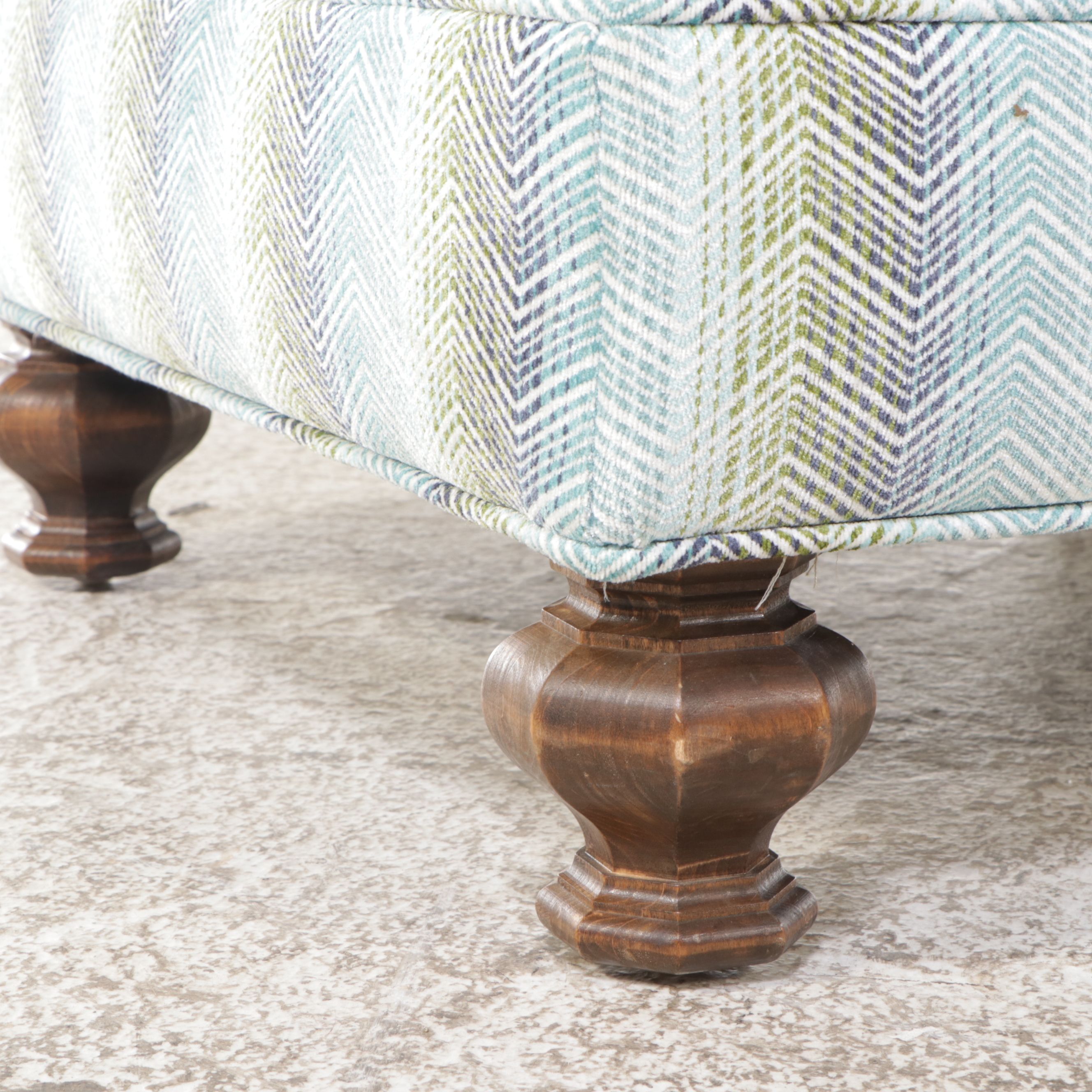 Tufted Chevron Upholstered Ottoman