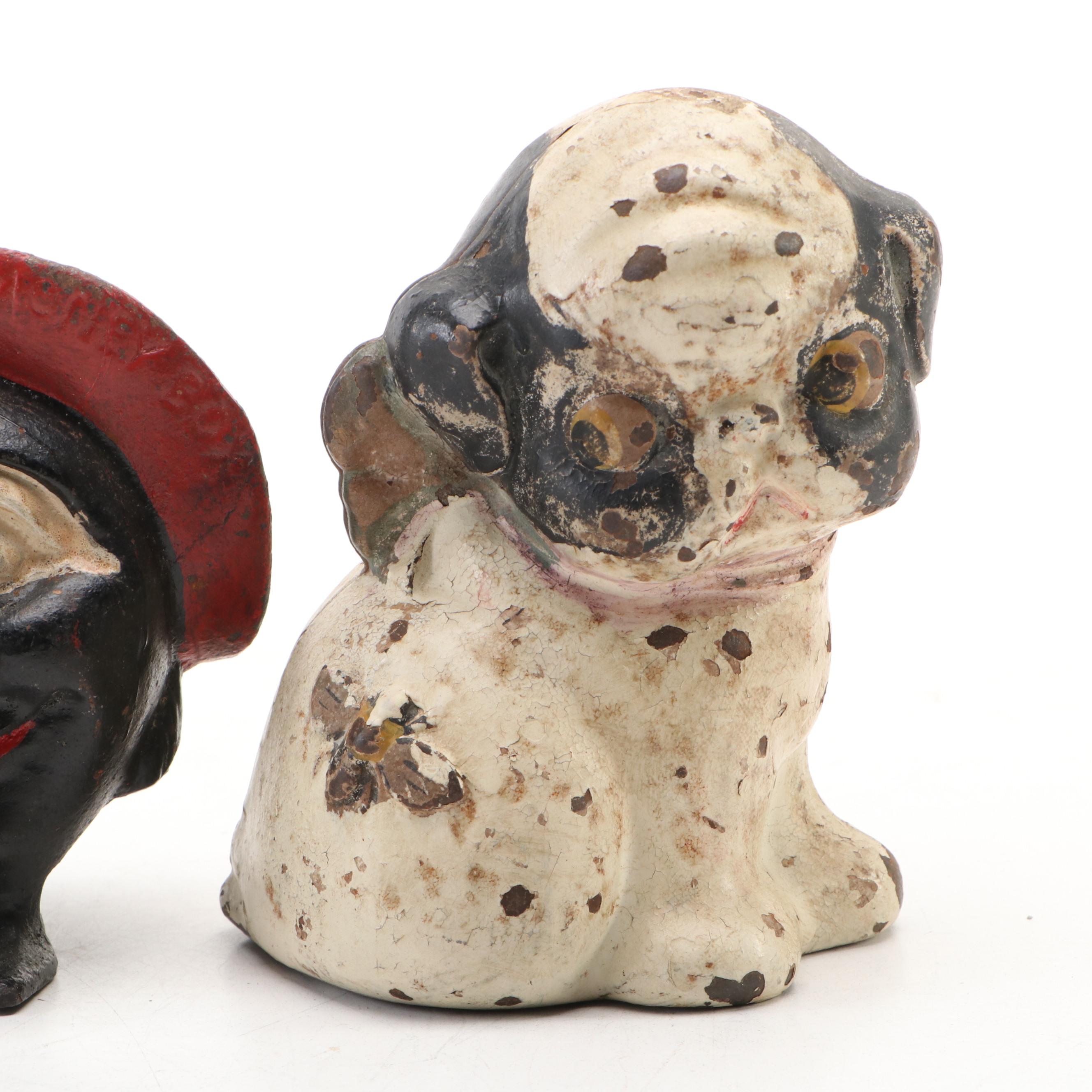 Cast Iron Save and Smile Money Box with Dog Bank, Early 20th Century