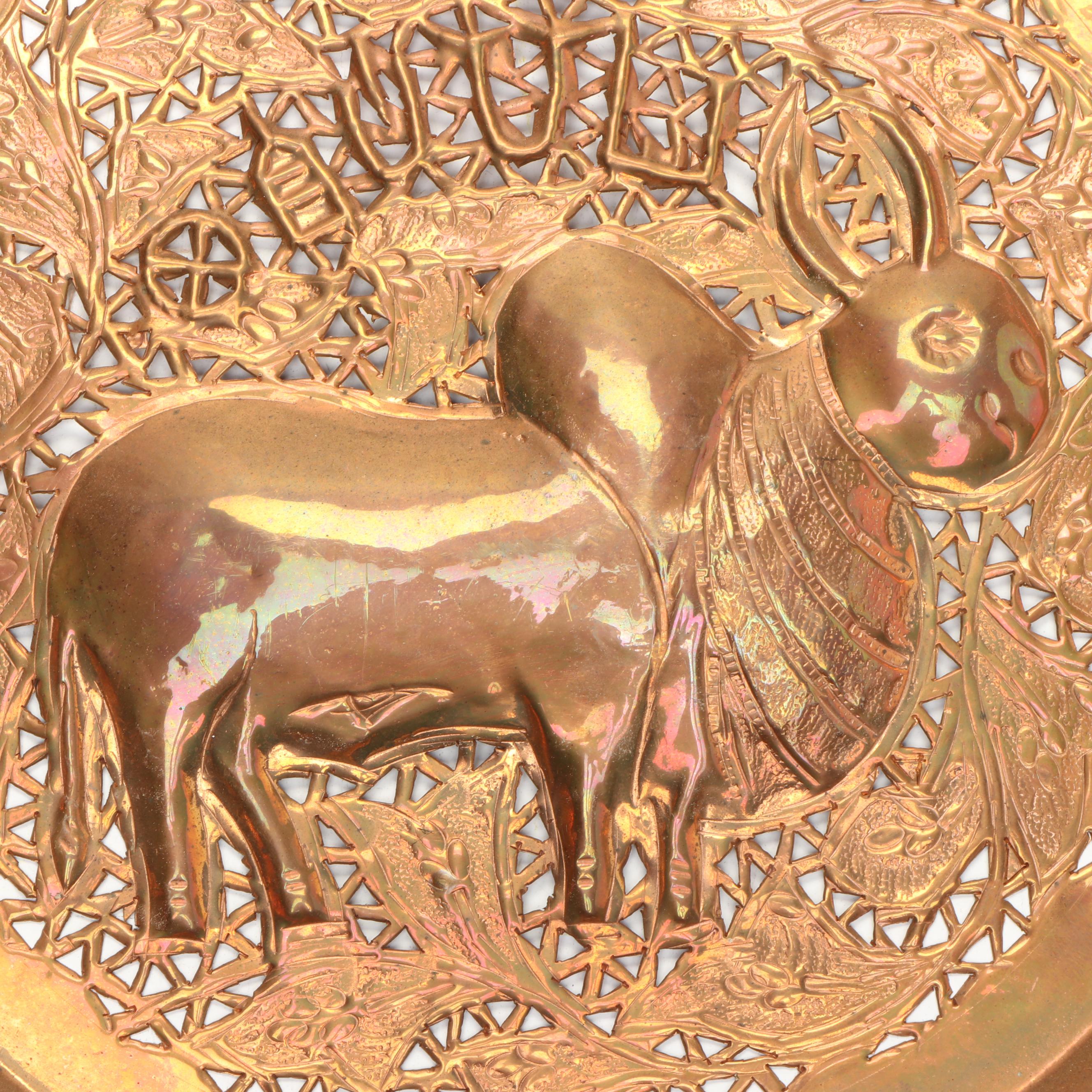 Indian Pierced Repoussé and Engraved Copper Chargers