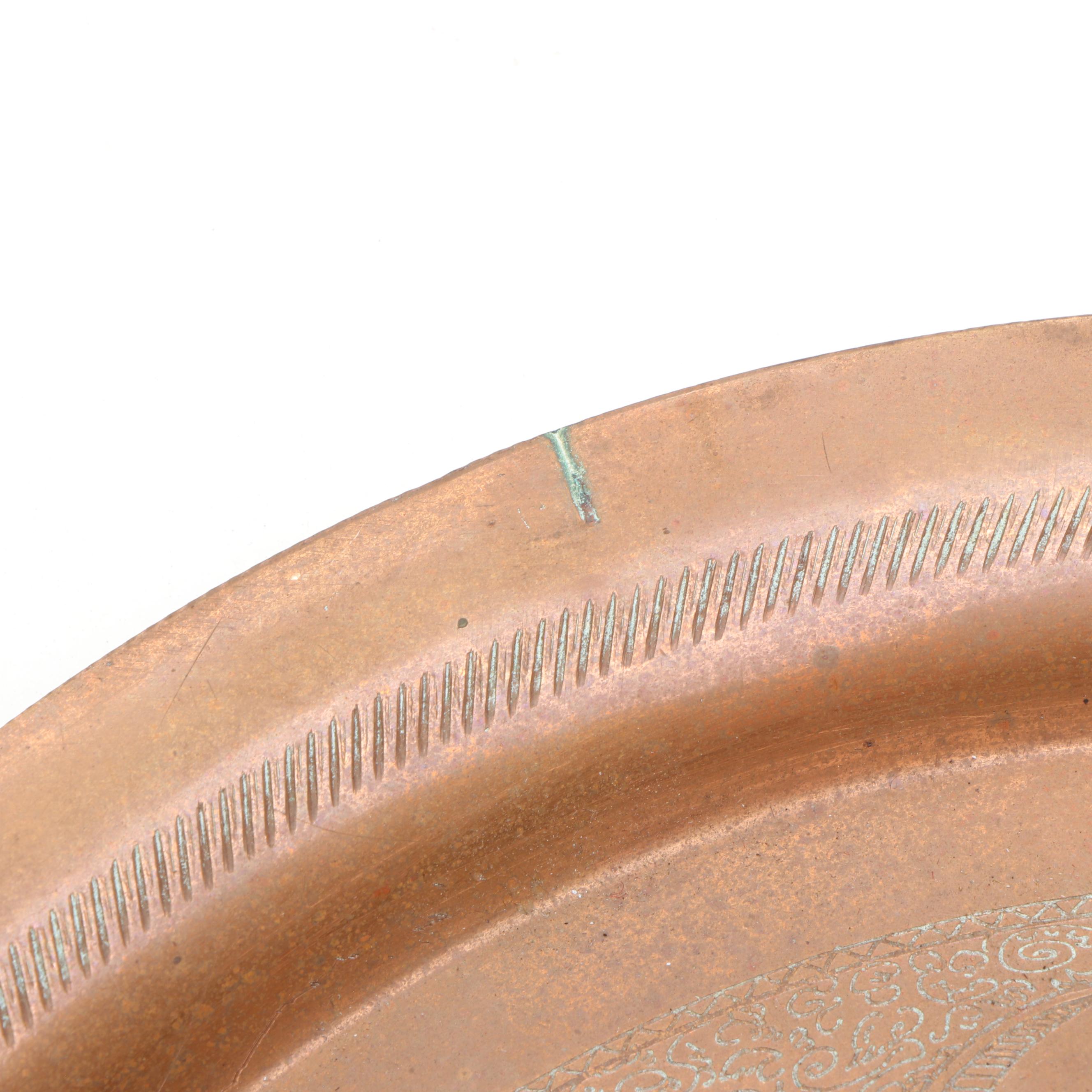Indian Pierced Repoussé and Engraved Copper Chargers