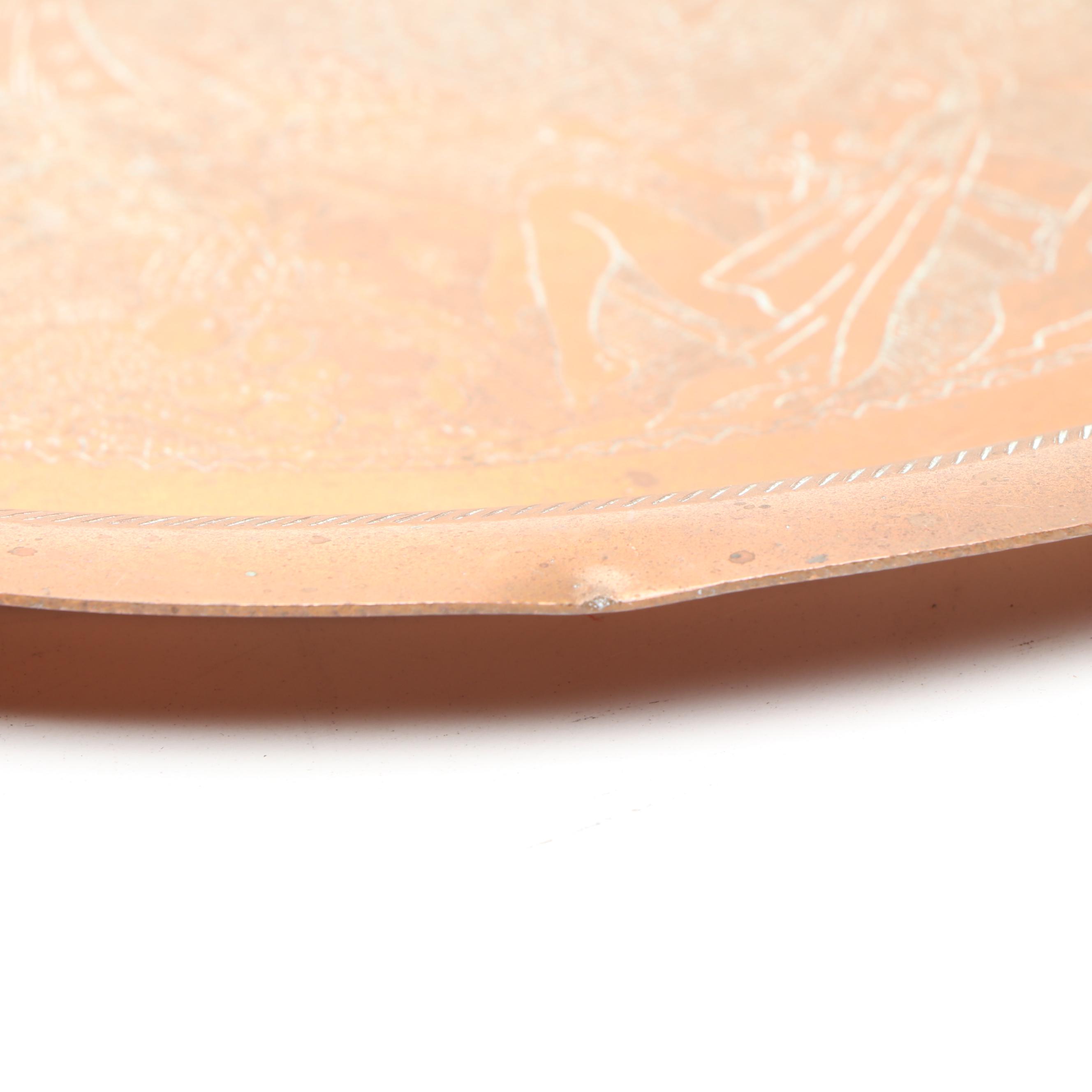 Indian Pierced Repoussé and Engraved Copper Chargers