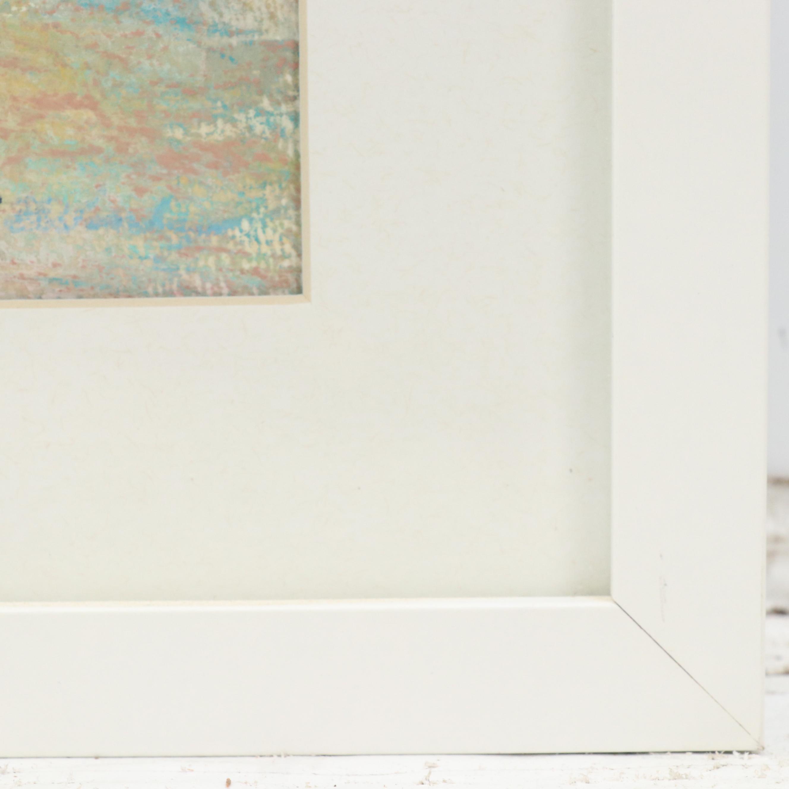 Impressionist Style Chalk Pastel Landscape Drawing of Sunset on River