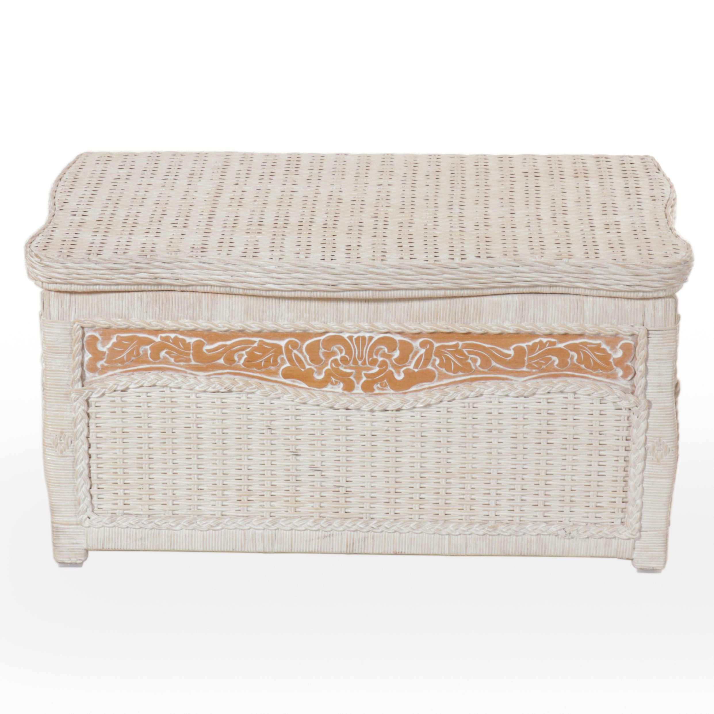 Pier 1 "Jamaica Collection" White Wicker Storage Bench