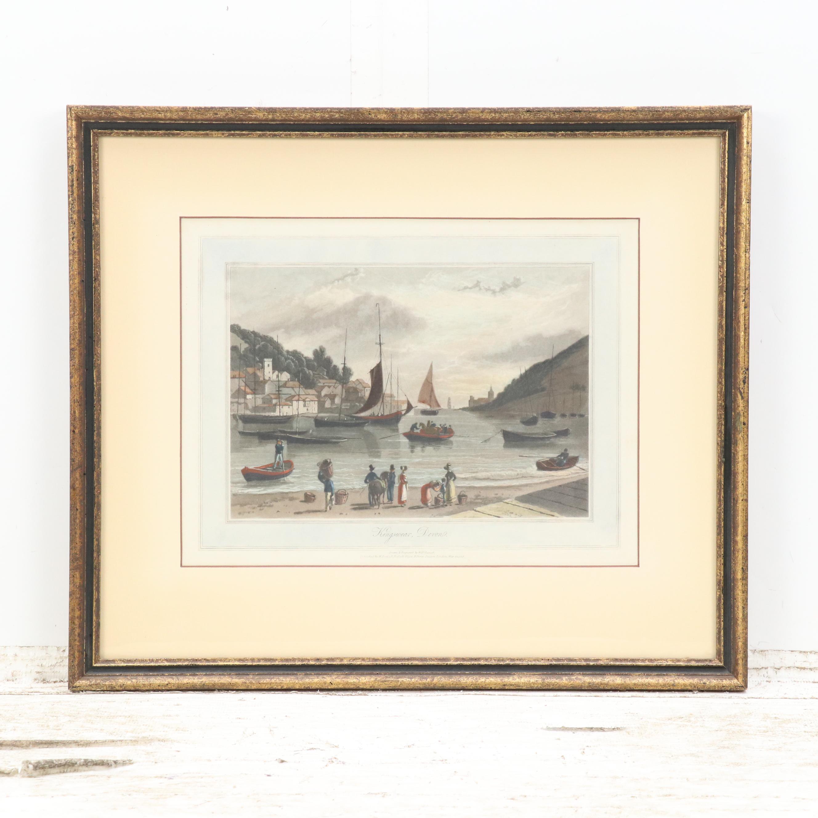 William Daniell Hand-Colored Aquatint Etchings of English Beaches, 1820s