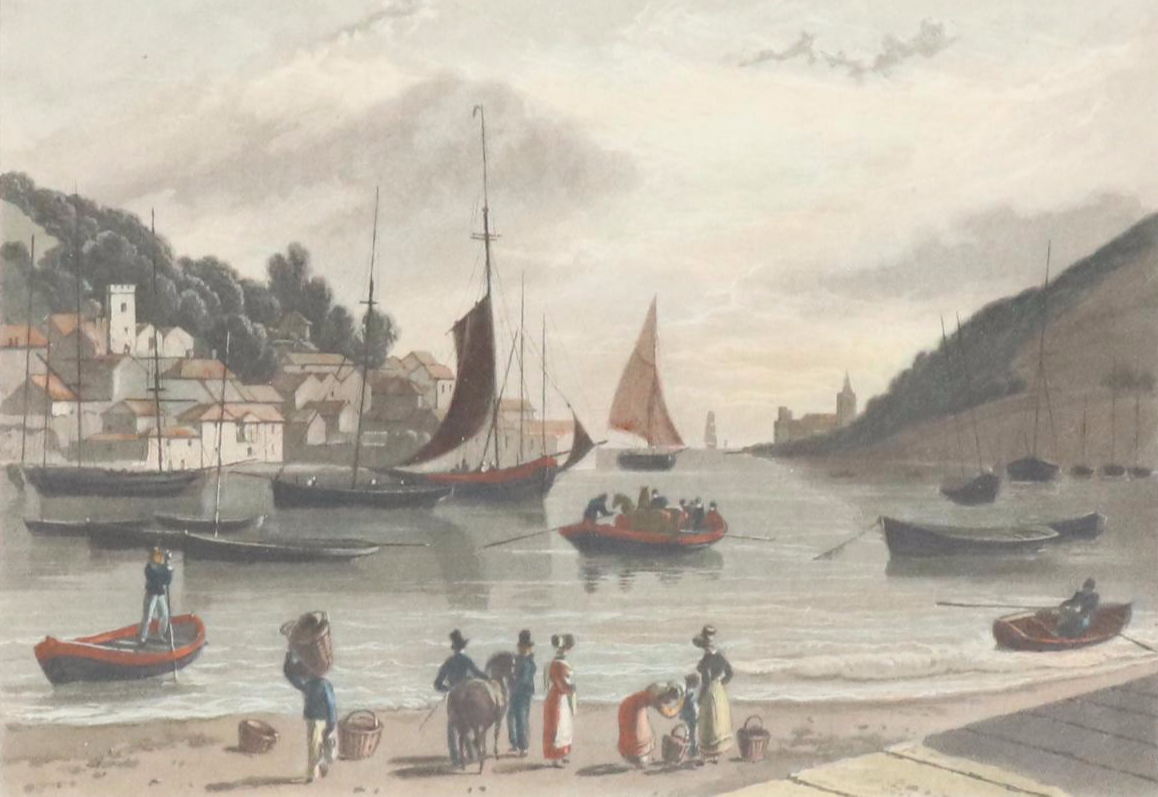 William Daniell Hand-Colored Aquatint Etchings of English Beaches, 1820s