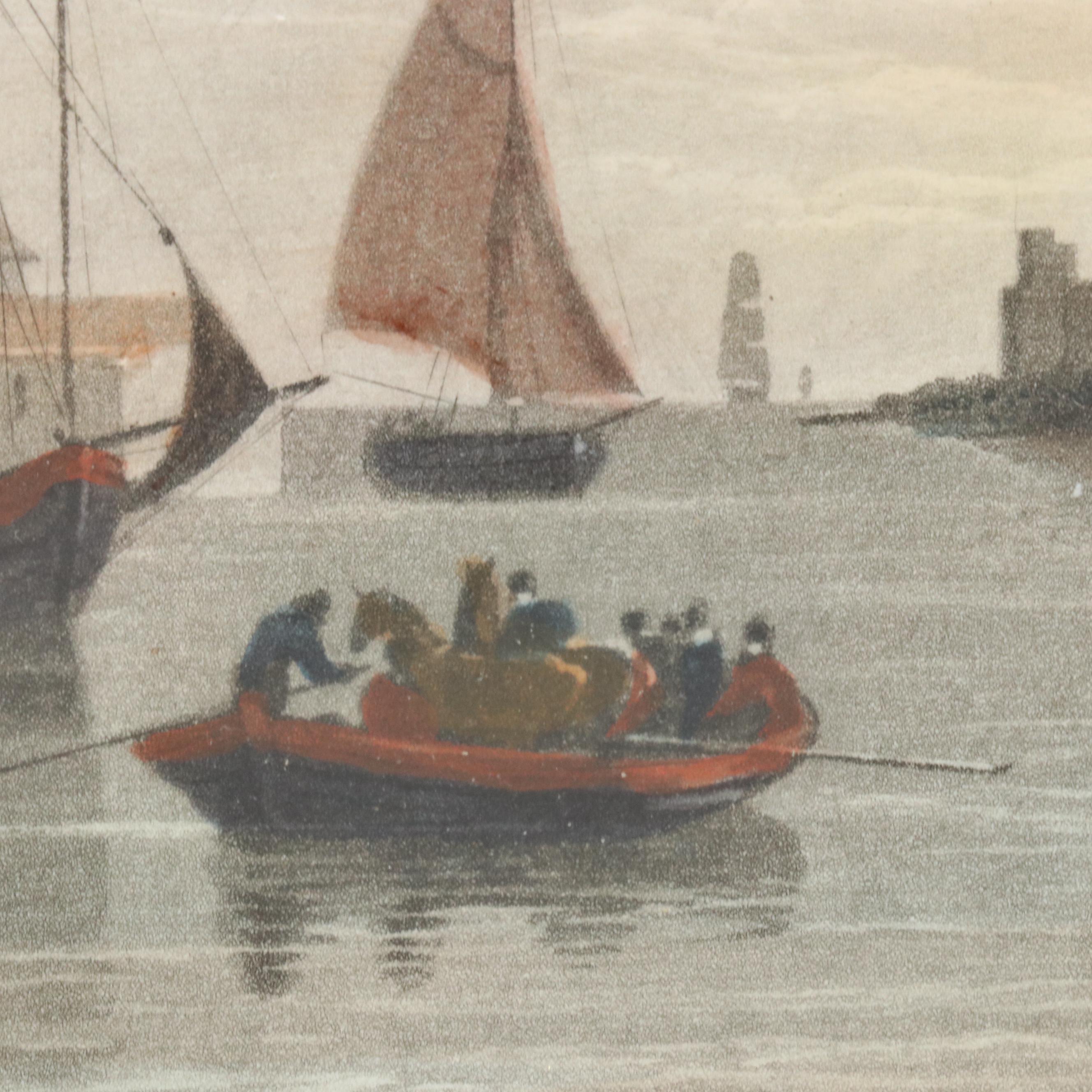 William Daniell Hand-Colored Aquatint Etchings of English Beaches, 1820s