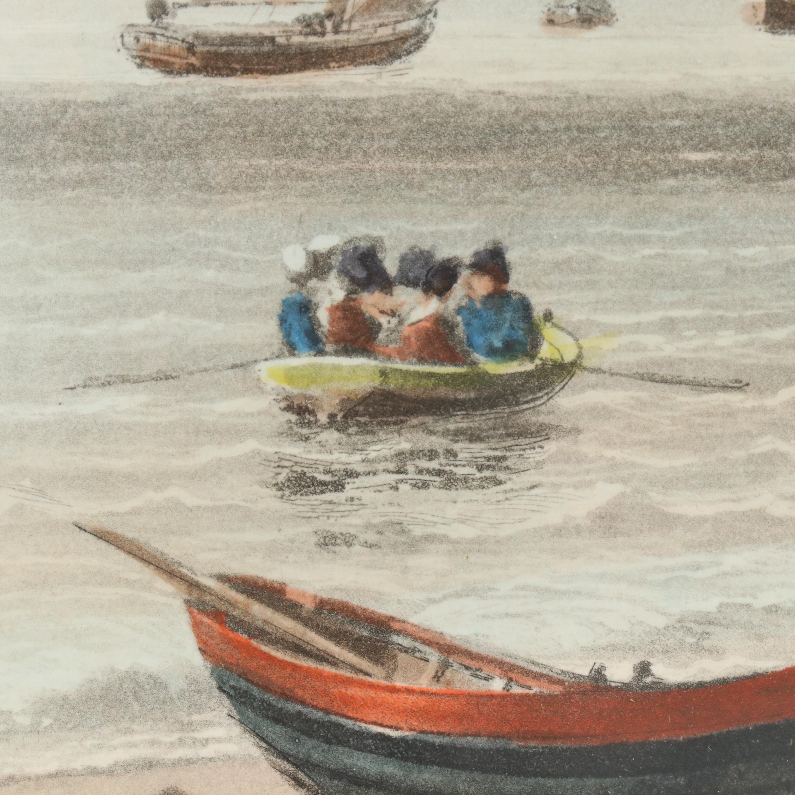 William Daniell Hand-Colored Aquatint Etchings of English Beaches, 1820s