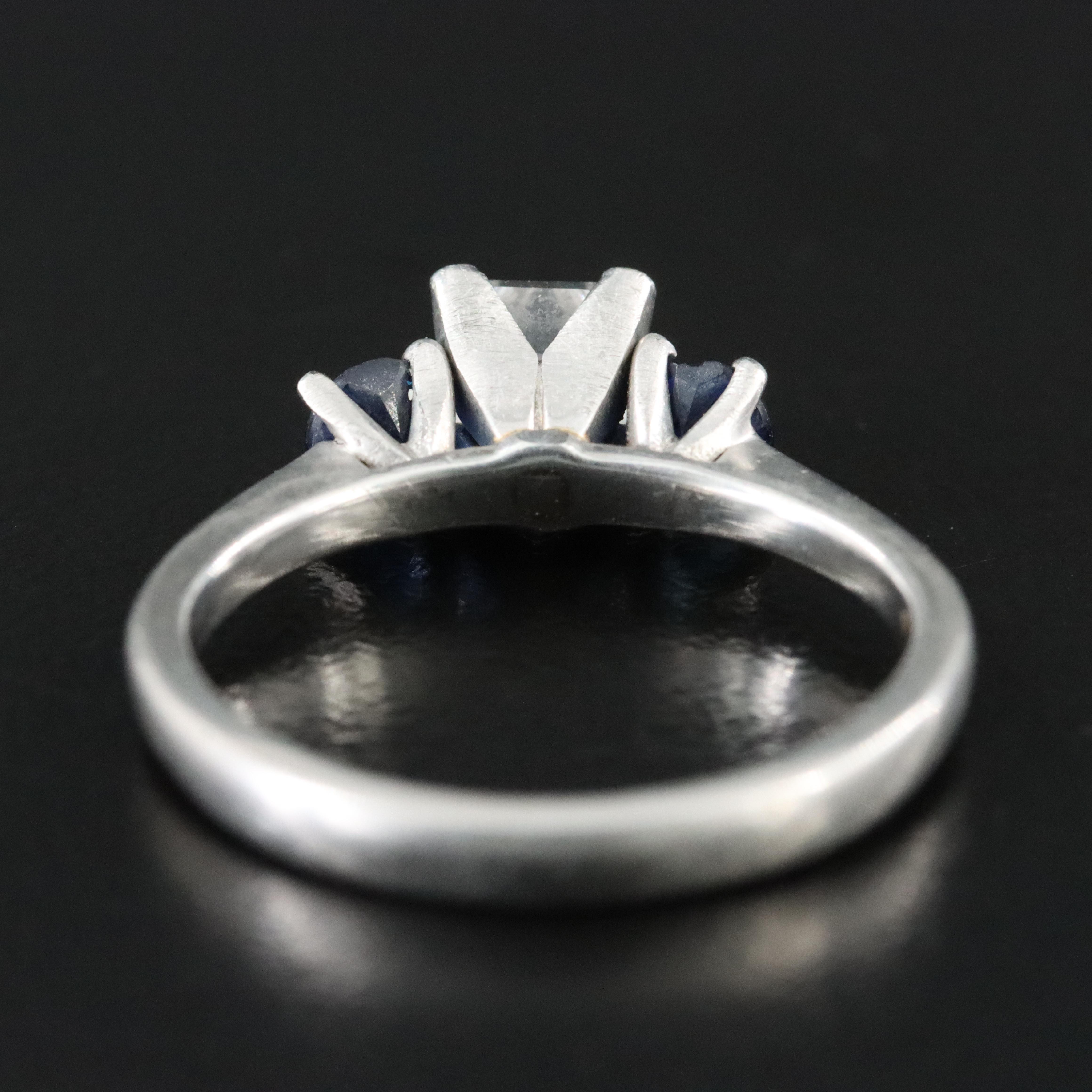 Platinum .71 CTW Diamond and Sapphire Ring with GIA Report