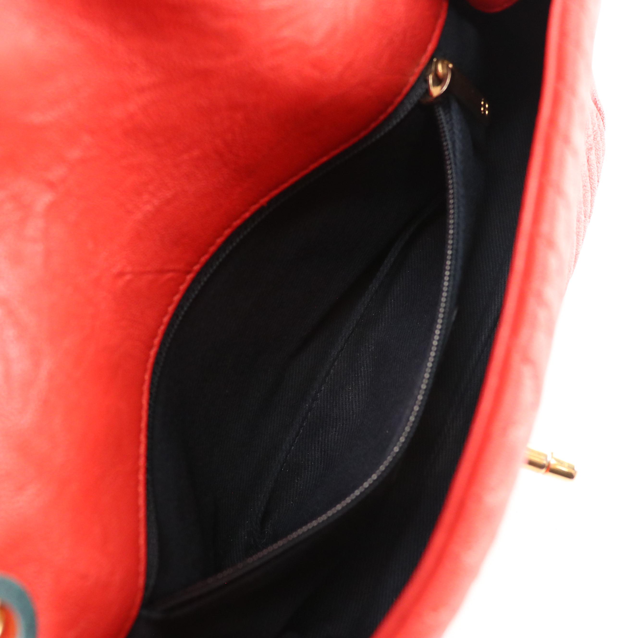 Chanel Surpique Flap Shoulder Bag in Red Wrinkled Chevron Calfskin Leather