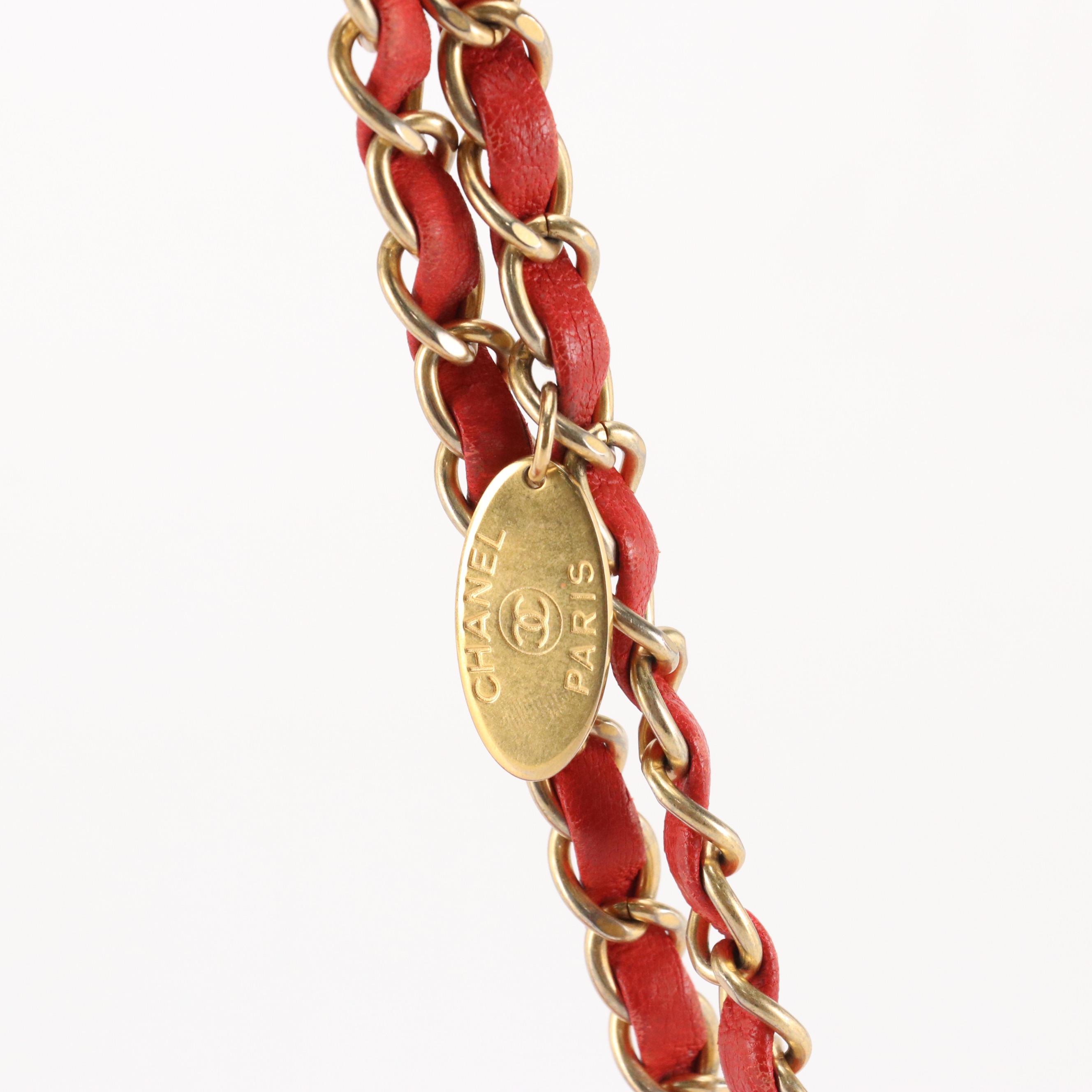 Chanel Surpique Flap Shoulder Bag in Red Wrinkled Chevron Calfskin Leather