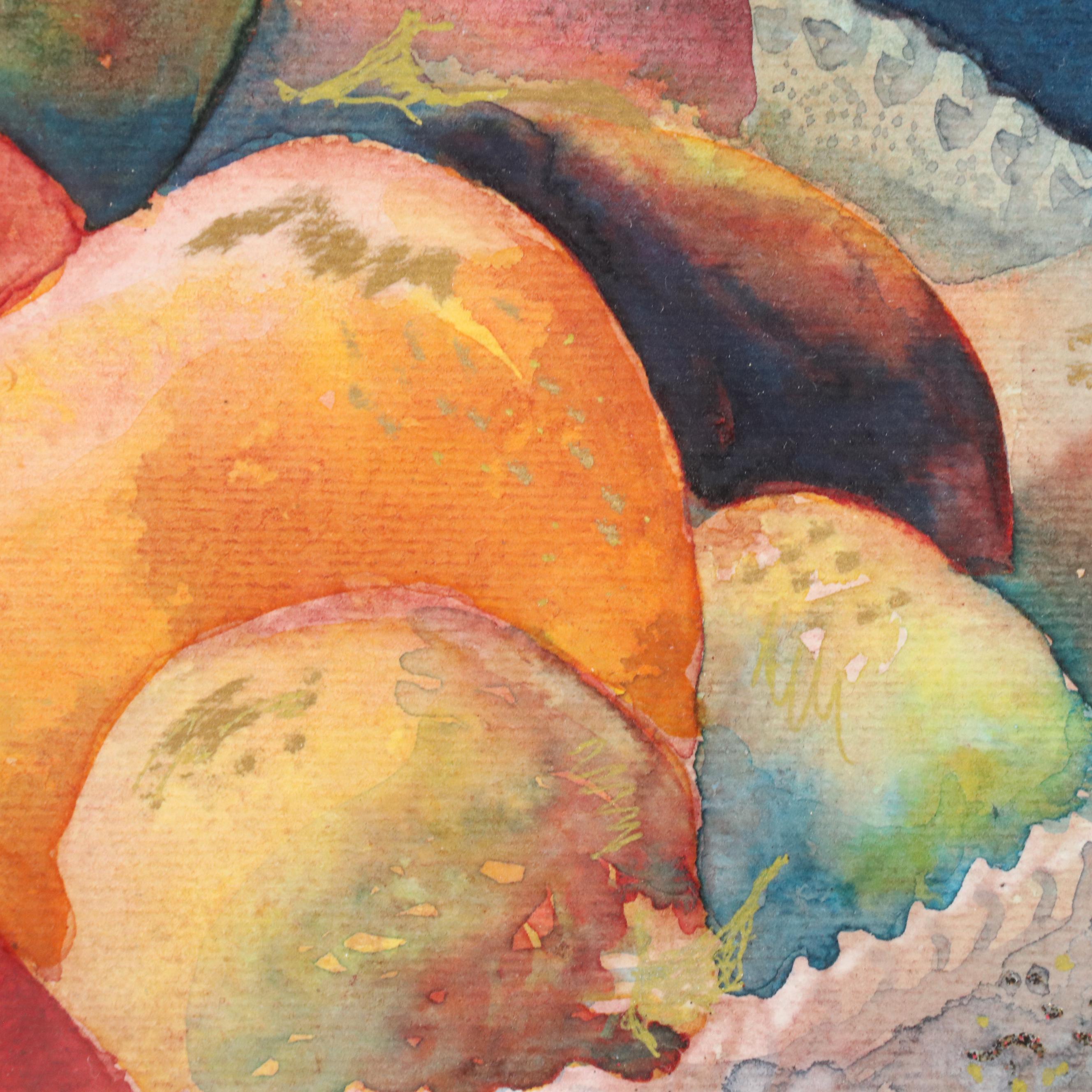 Jeannine M. Romano Still Life Embossed Watercolor Painting of Pears, 2013