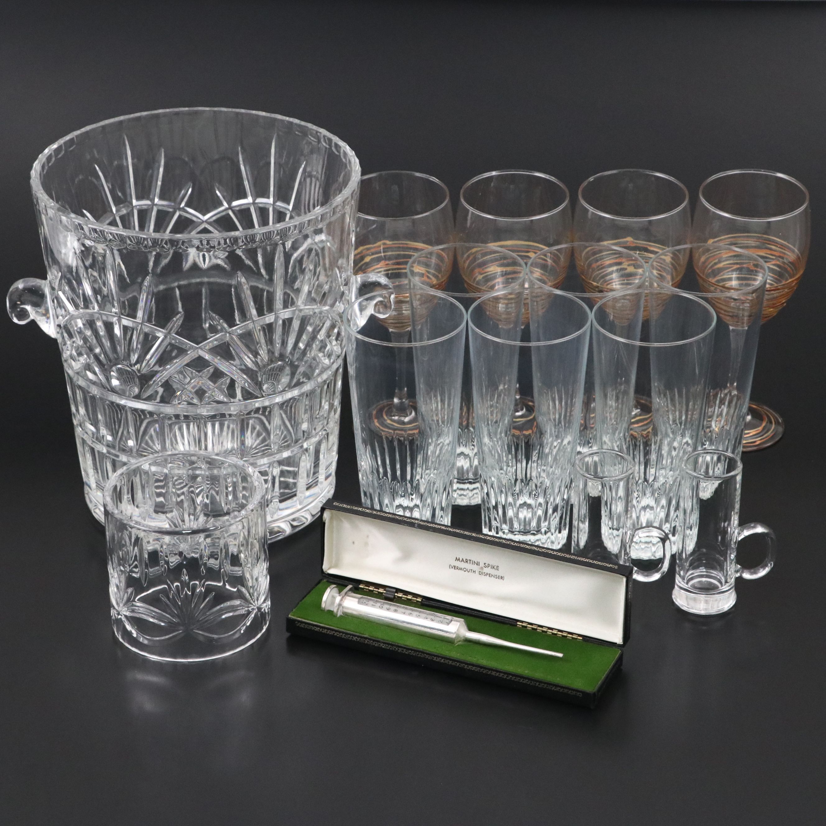 Godinger "Freedom" Crystal Ice Bucket with Gotham Sterling Vermouth Dispenser