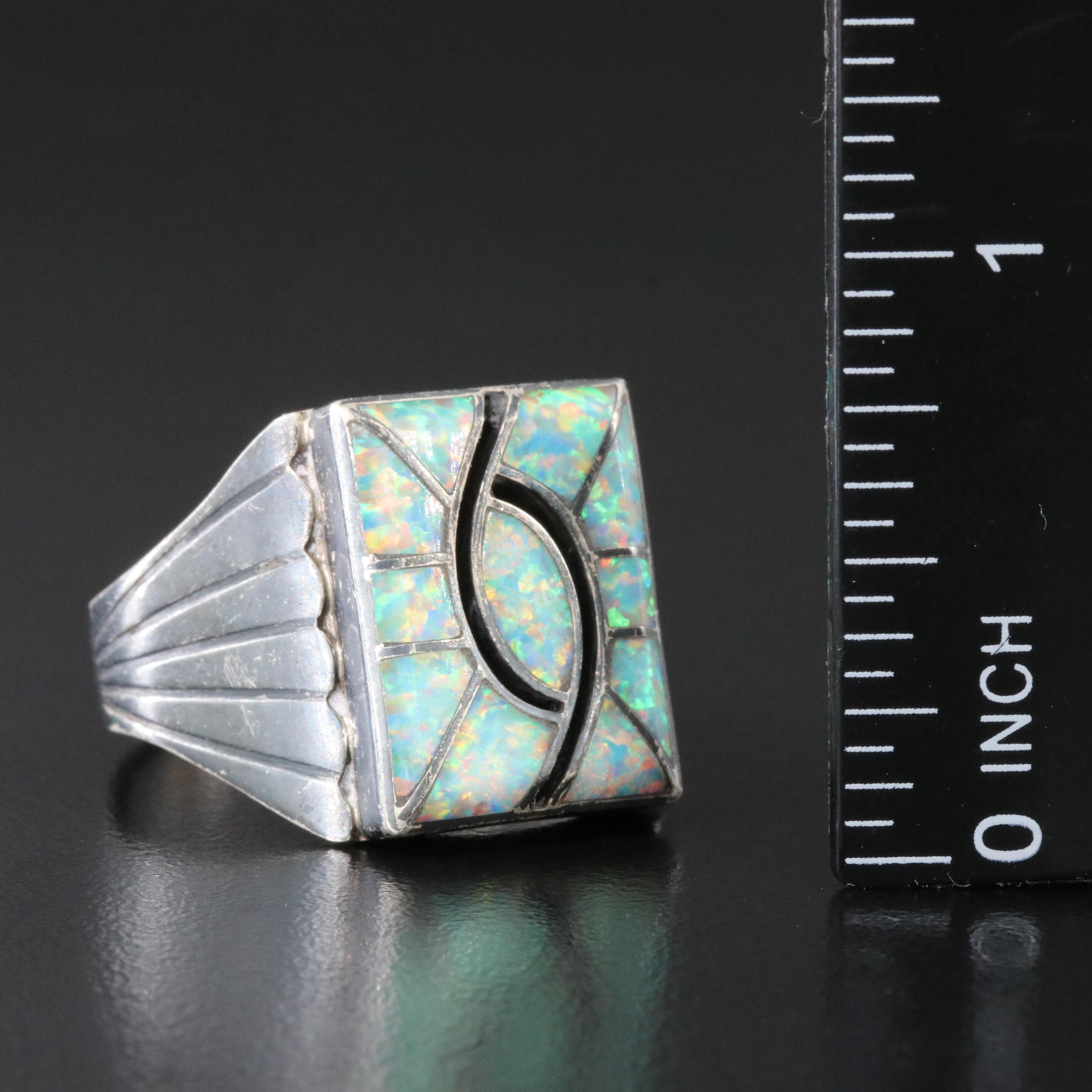 Norman Lee Navajo Diné Sterling Opal Inlay Ring