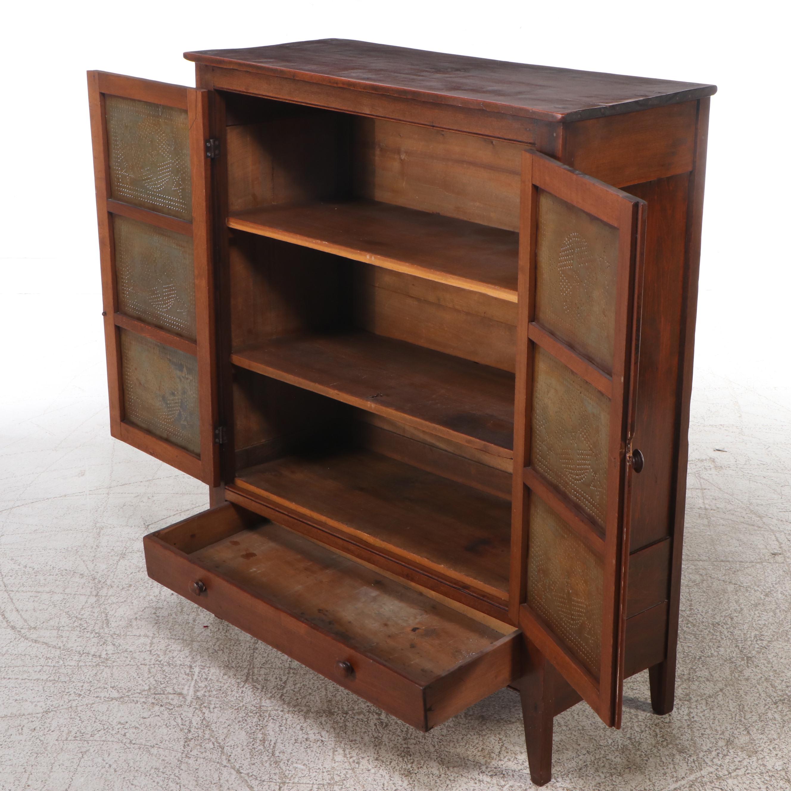 Arts & Crafts Style Food Safe with Punched-Tin Paneled Doors