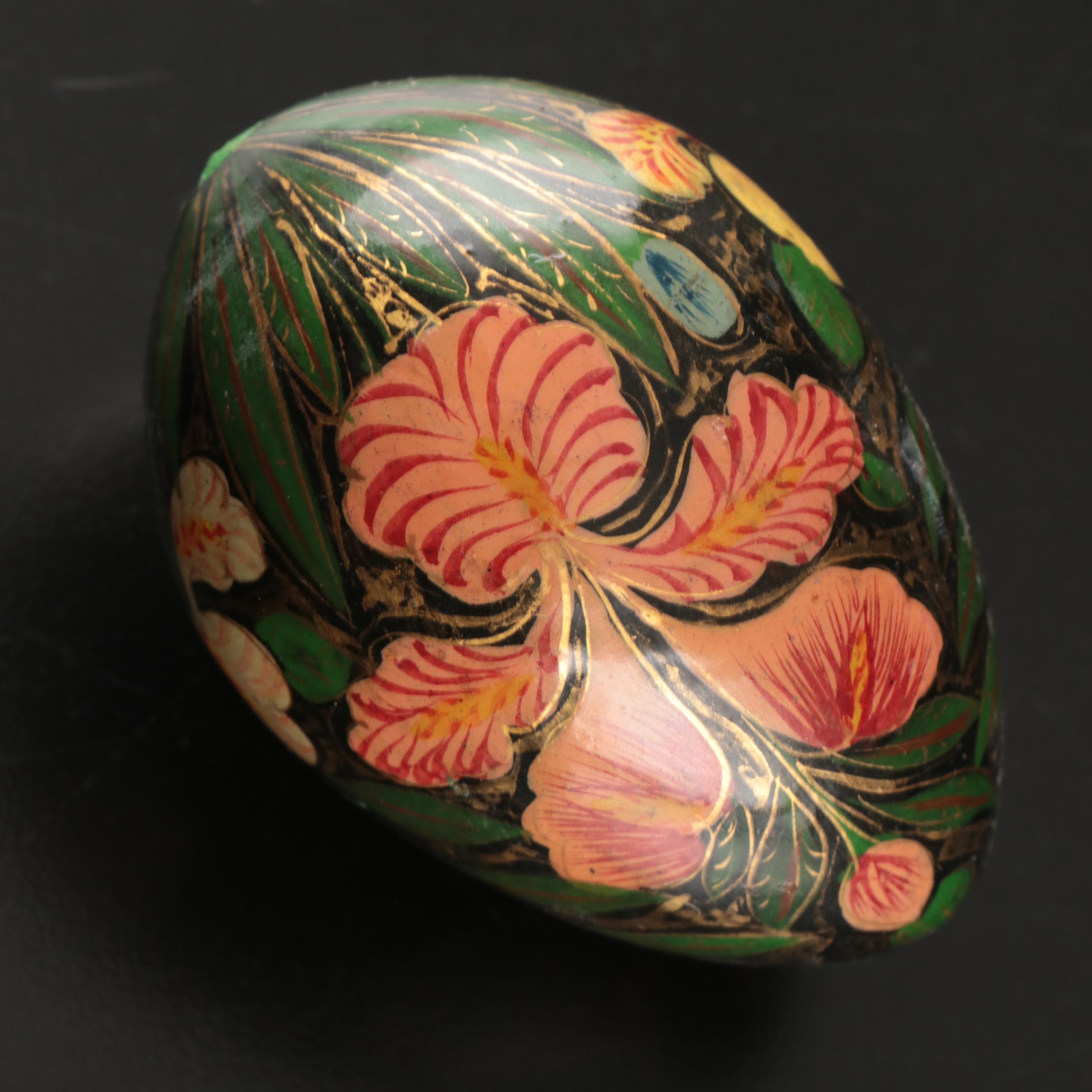 Glass Bowl with Enamel and Marble Decorative Eggs