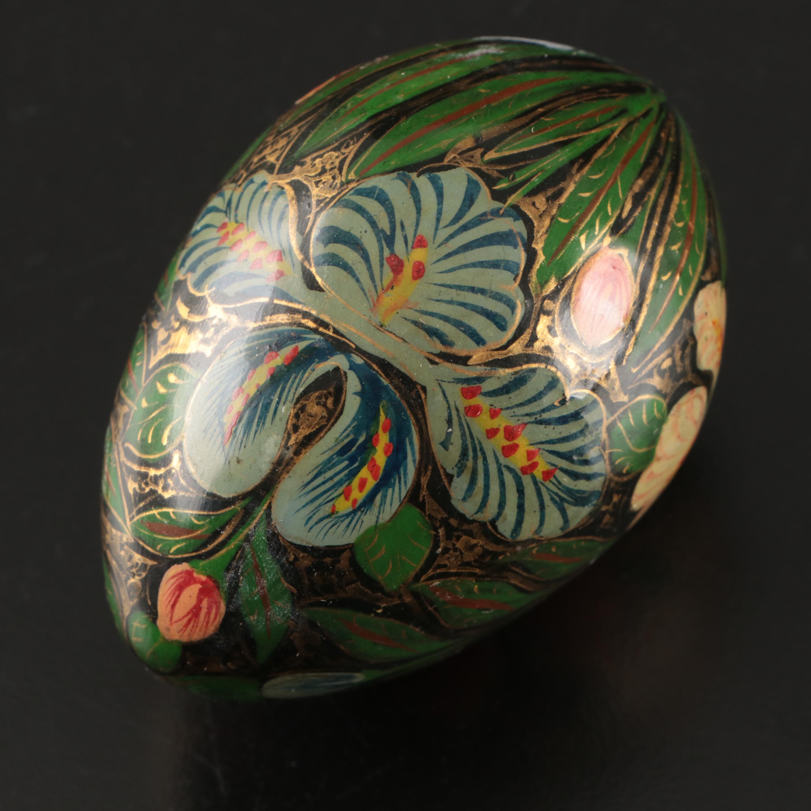 Glass Bowl with Enamel and Marble Decorative Eggs