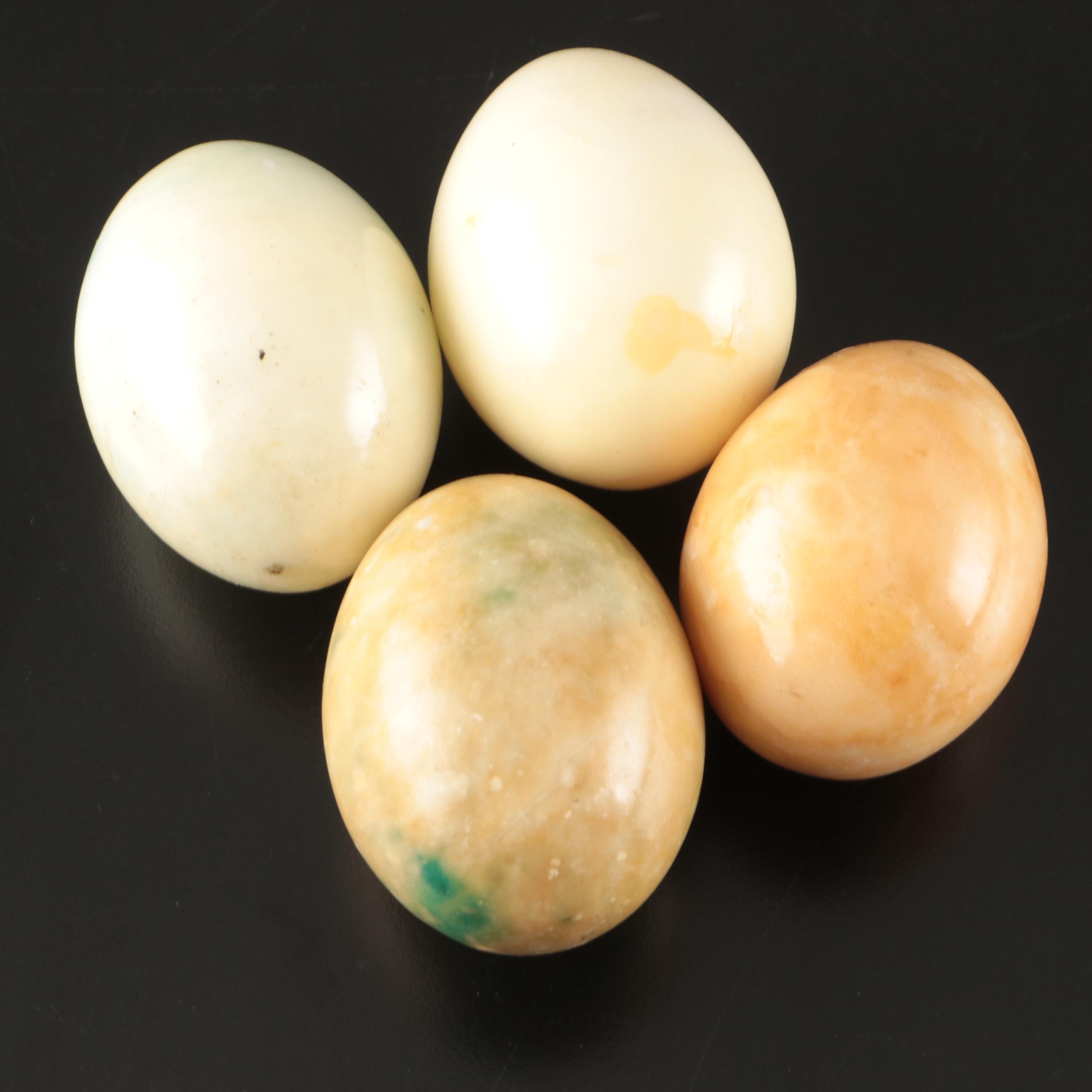 Glass Bowl with Enamel and Marble Decorative Eggs