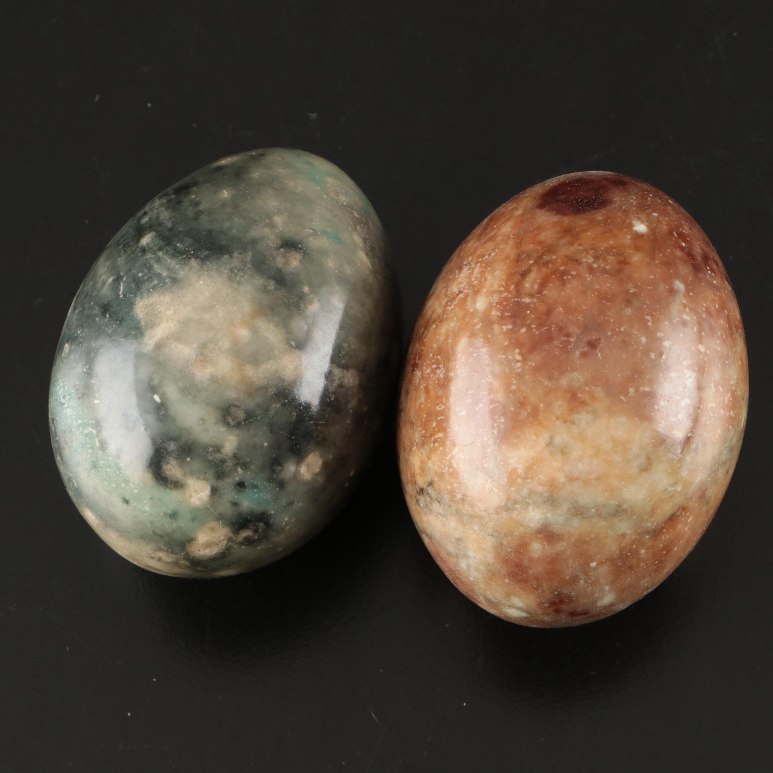 Glass Bowl with Enamel and Marble Decorative Eggs