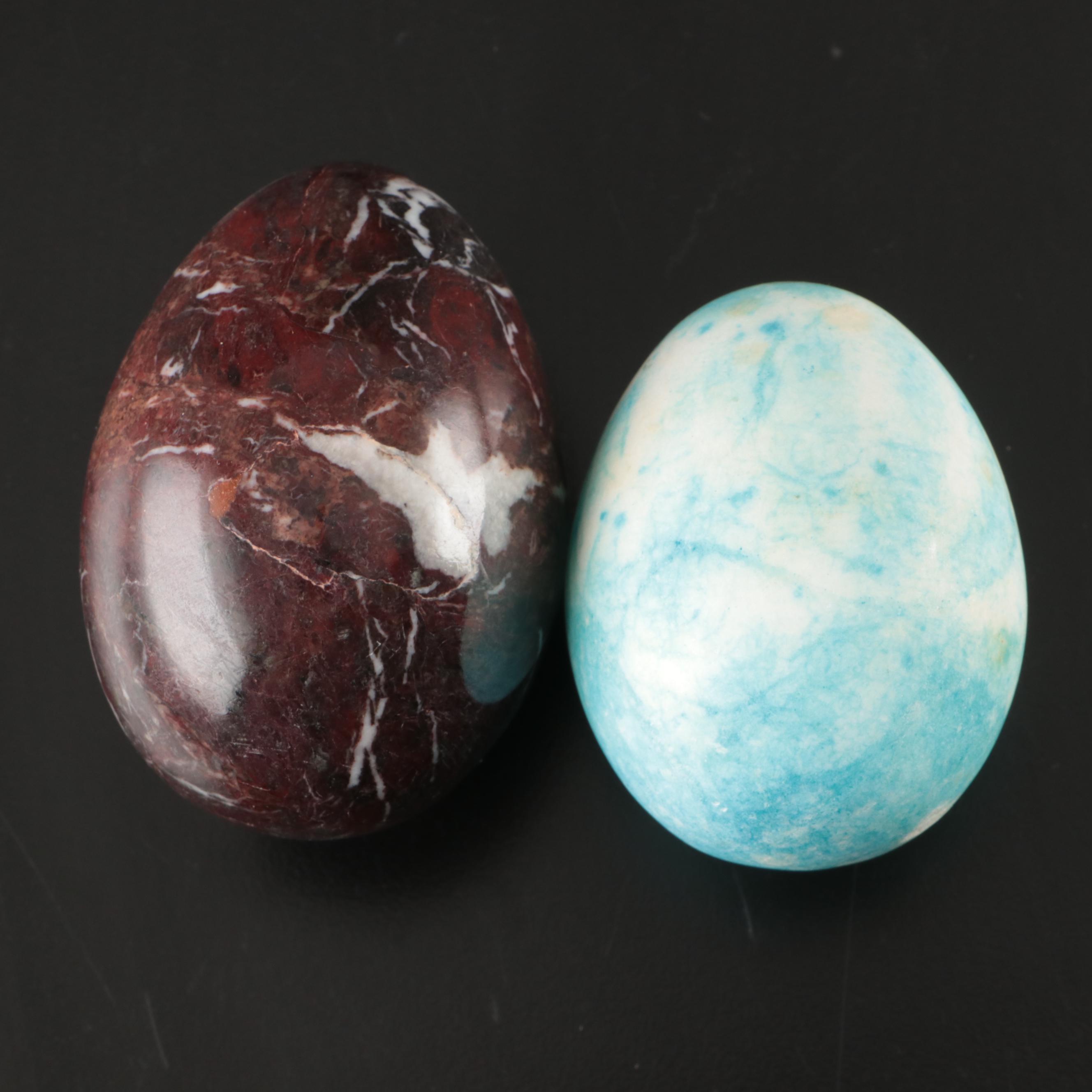Glass Bowl with Enamel and Marble Decorative Eggs
