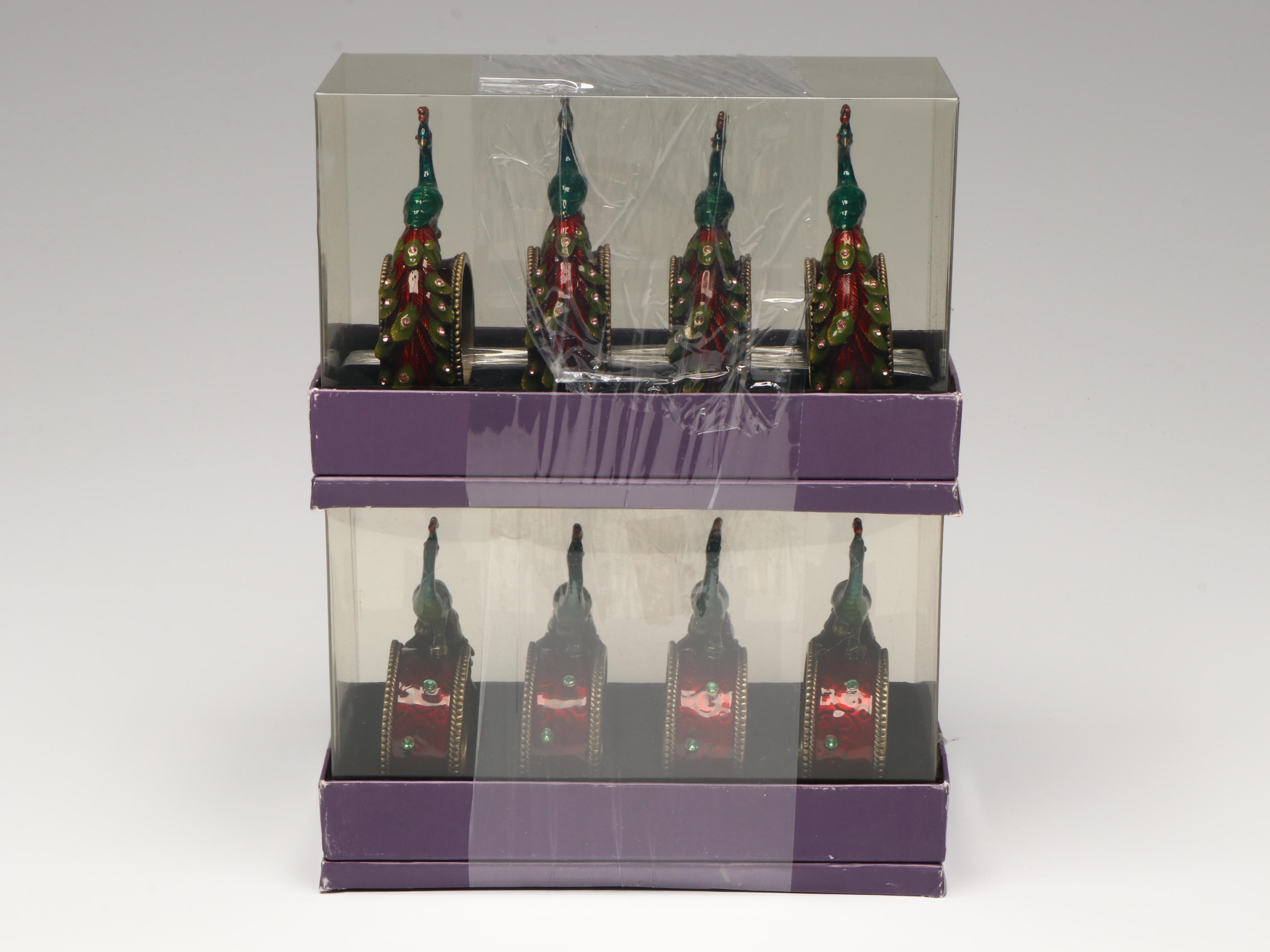 Glass Baron Glass Figurine, Peacock Napkin Rings, and More Table Décor