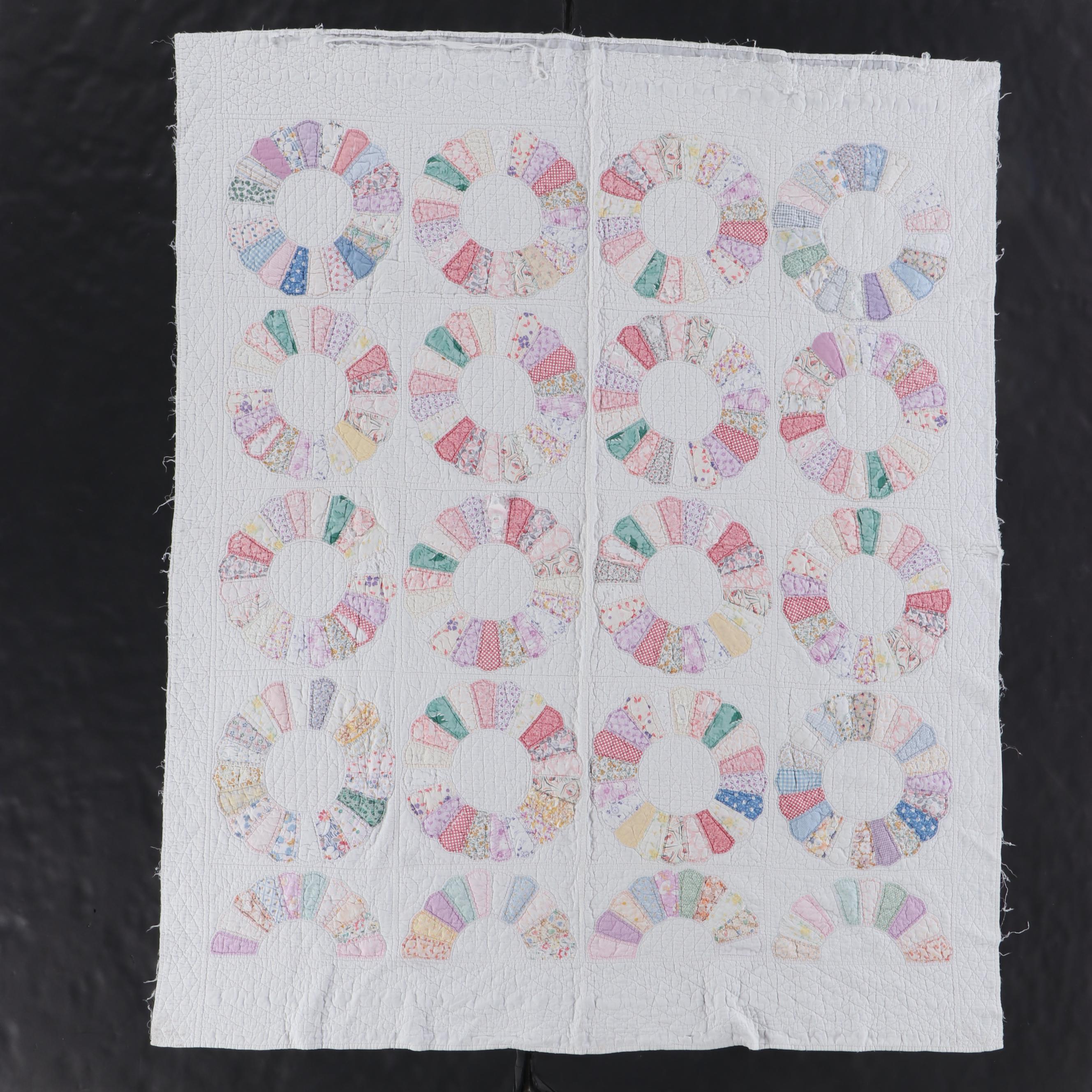 Handmade "Dresden Plate" Quilt with Patchwork Christmas Stocking