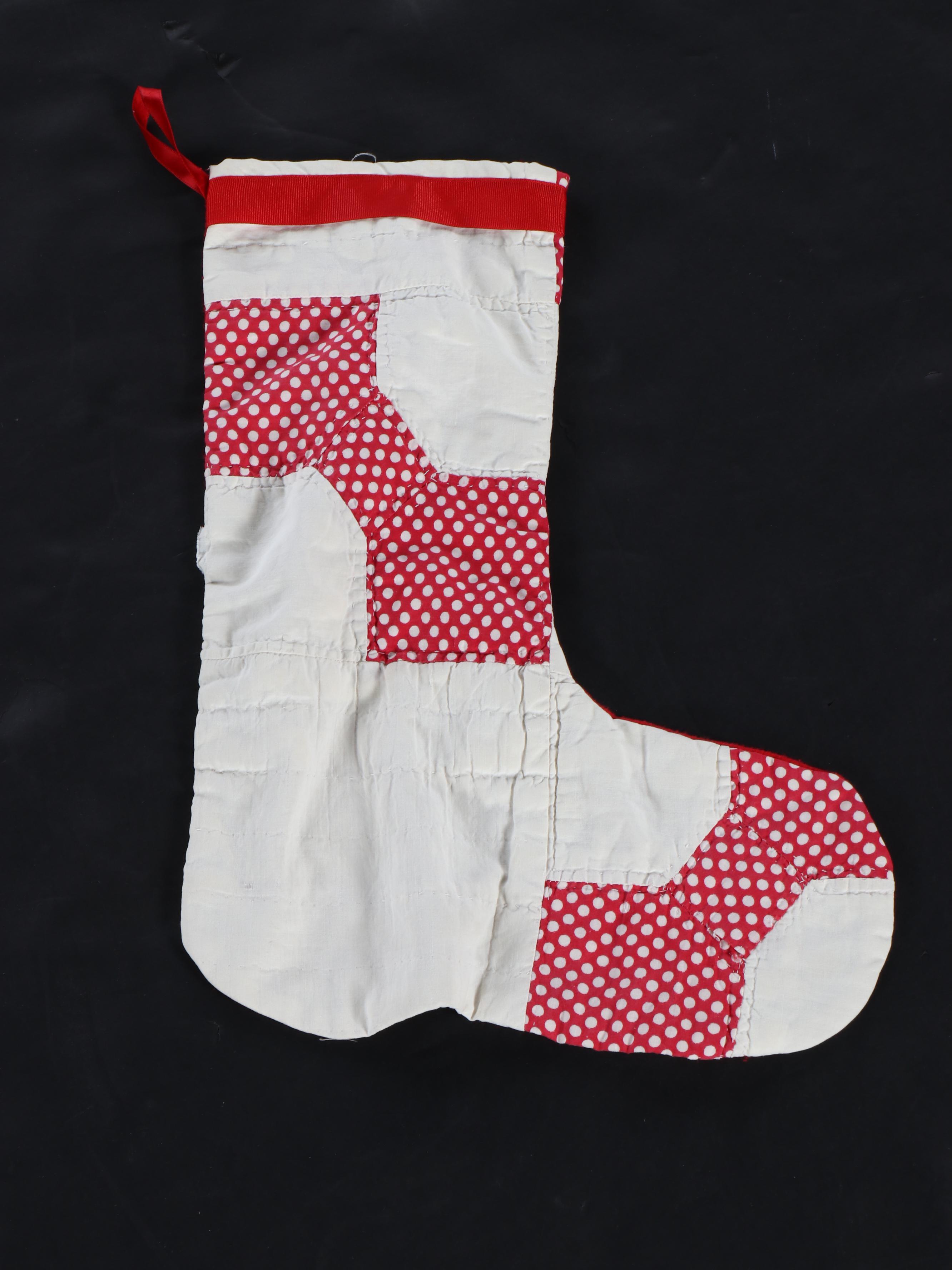 Handmade "Dresden Plate" Quilt with Patchwork Christmas Stocking