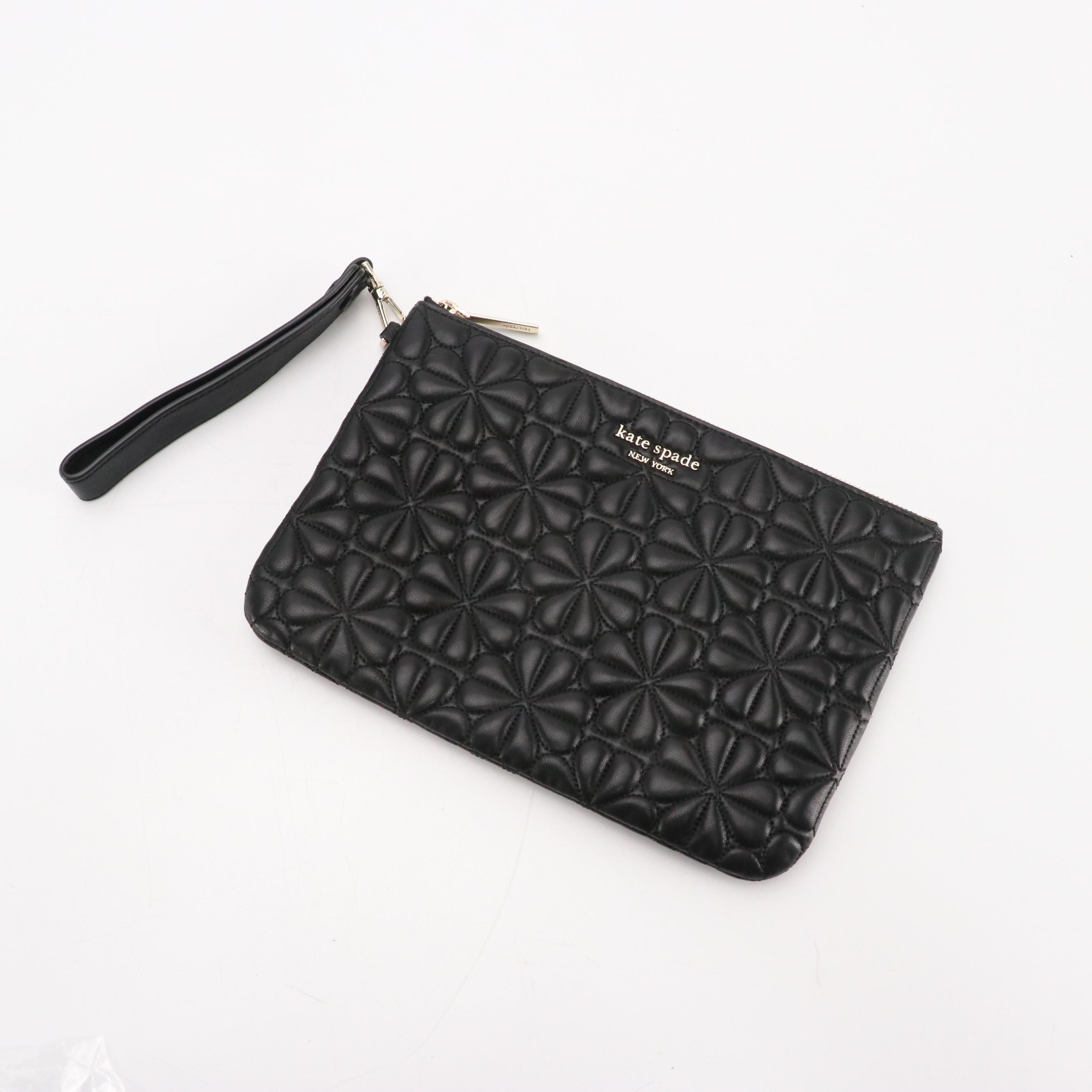 Kate Spade Bloom Quilted Leather Wristlet Pouch & Silver Penelope Carryall Tote