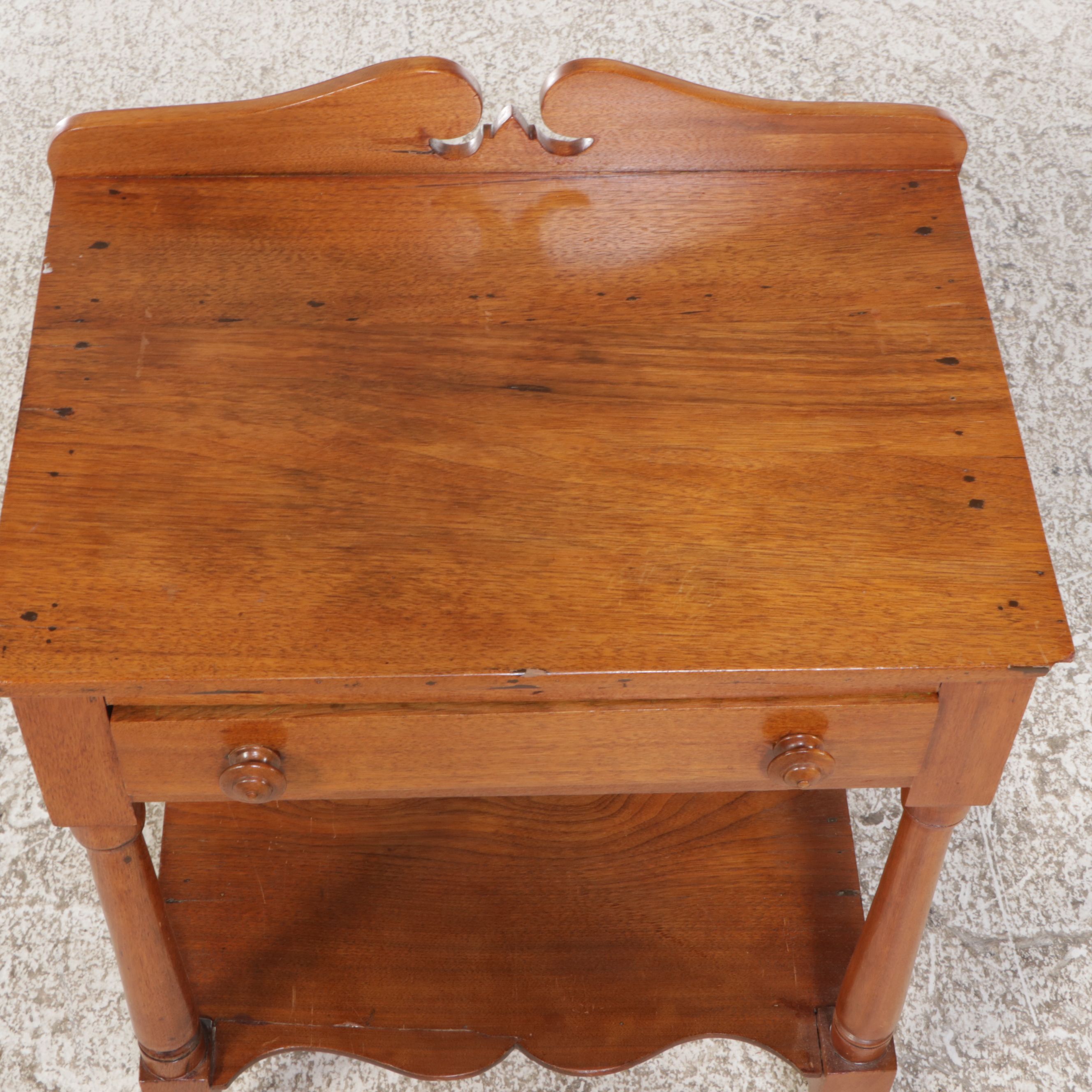 Sheraton Walnut Two-Tier Nightstand