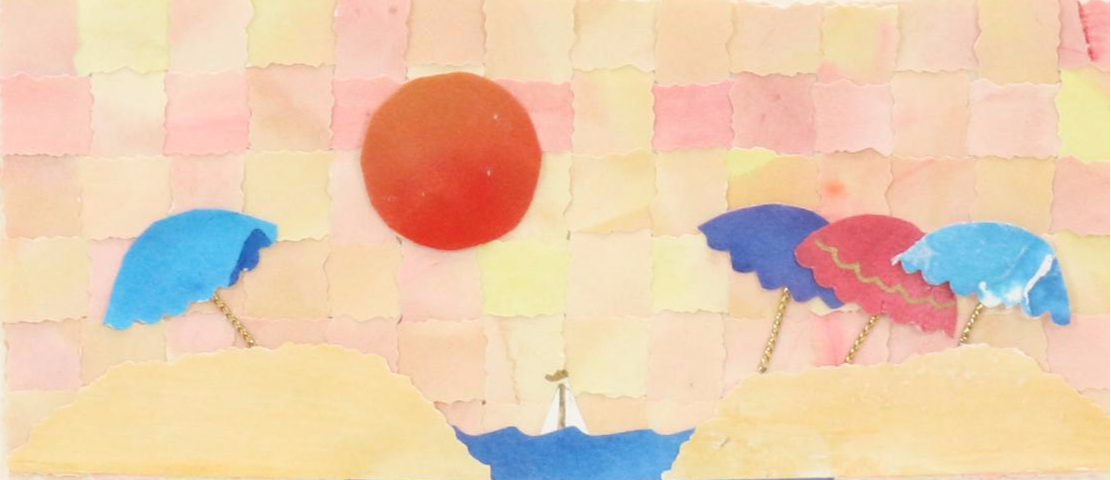 Remieke Woven Collage of Beach Scene, 21st Century