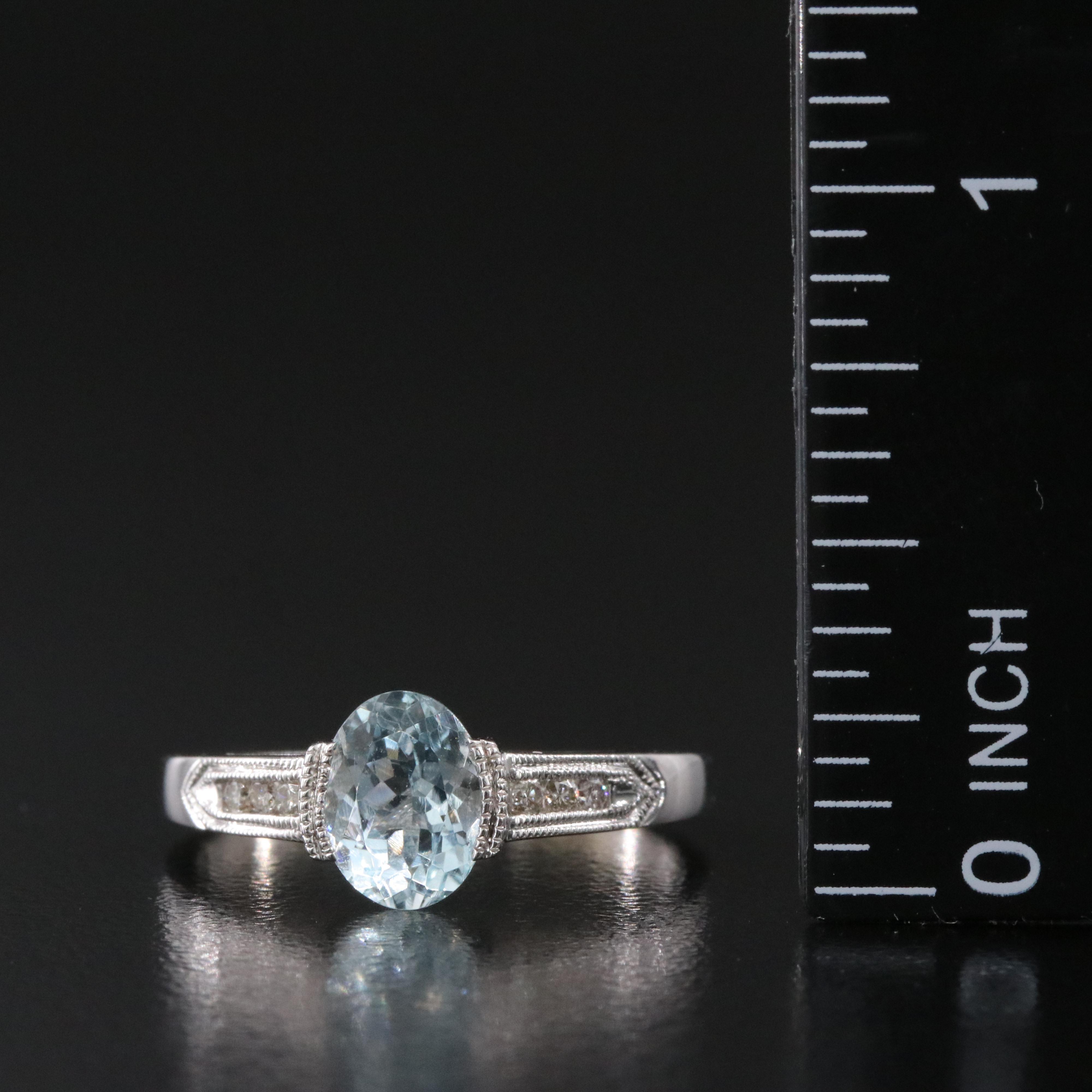 14K Aquamarine and Diamond Ring