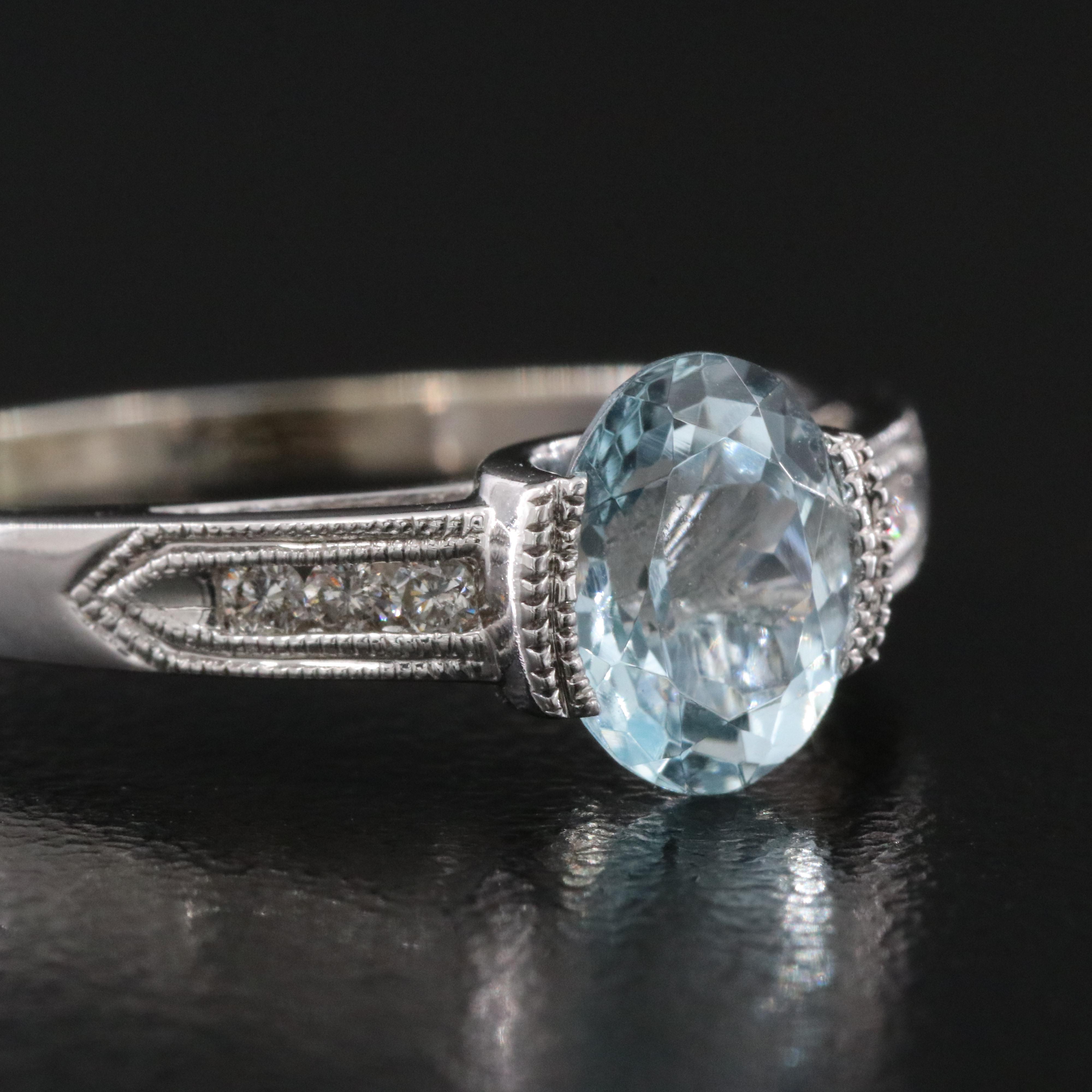 14K Aquamarine and Diamond Ring