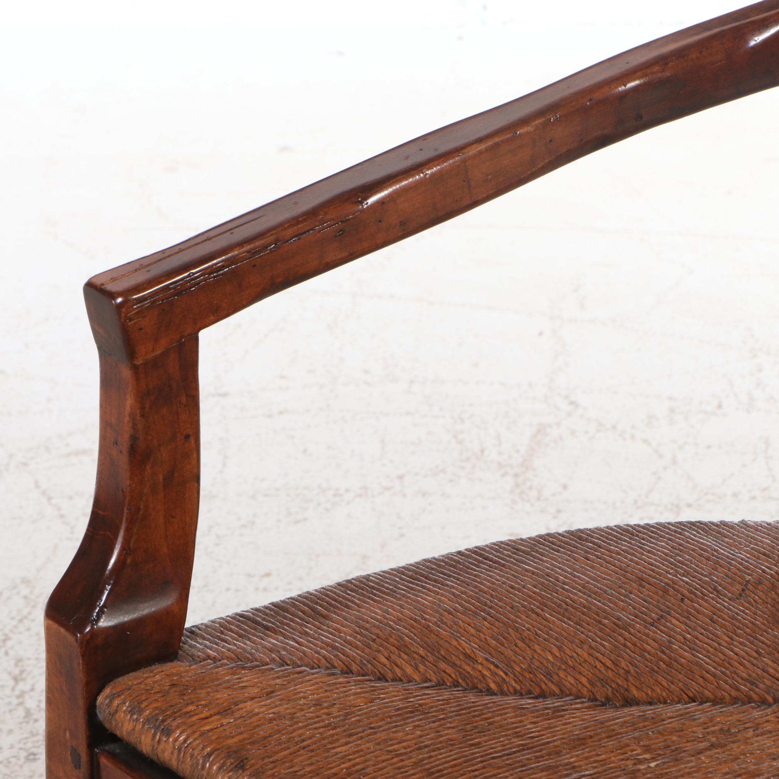 Traditional Style Armchair with Woven Rush Seat